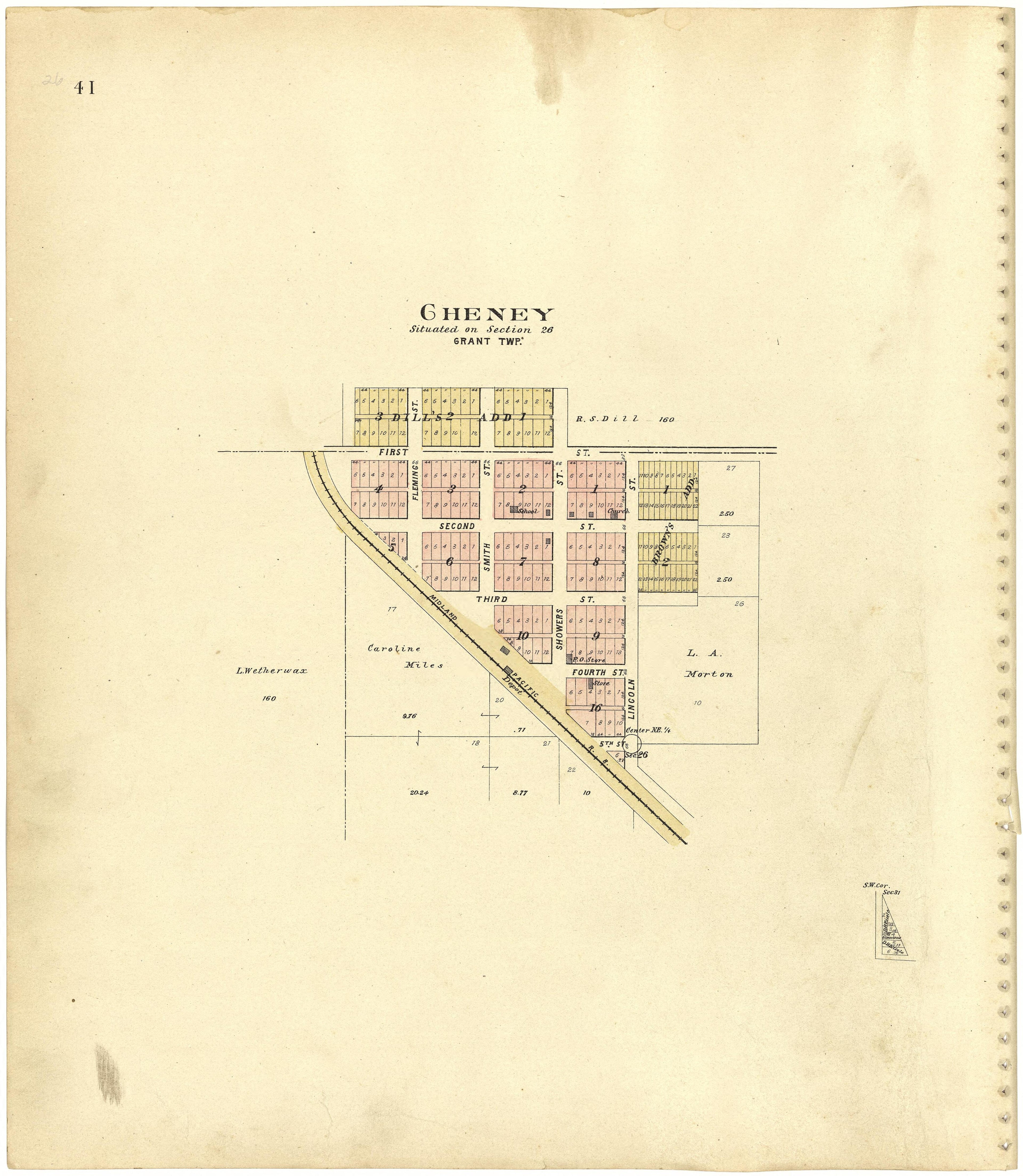 Cheney from Plat Book of Lancaster County, Nebraska : Containing Carefully Prepared Township Plats, Village Plats, Analysis of U.S. Land System, Leading Farmers Directory, Reminiscences of Old Settlers : Illustrated 1903 by Relic Map Company