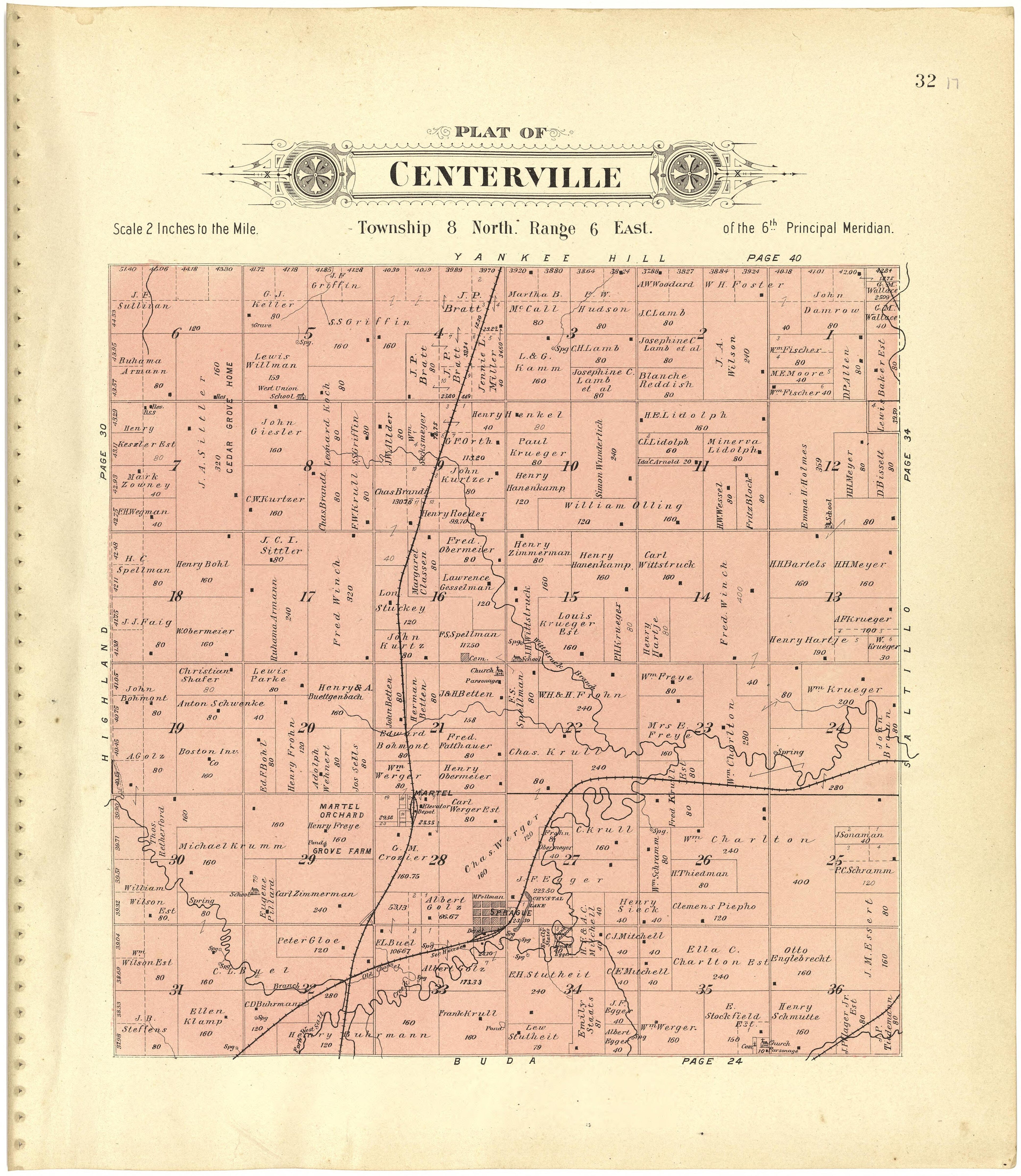 Plat of Centerville from Plat Book of Lancaster County, Nebraska : Containing Carefully Prepared Township Plats, Village Plats, Analysis of U.S. Land System, Leading Farmers Directory, Reminiscences of Old Settlers : Illustrated 1903 by Relic Map Company