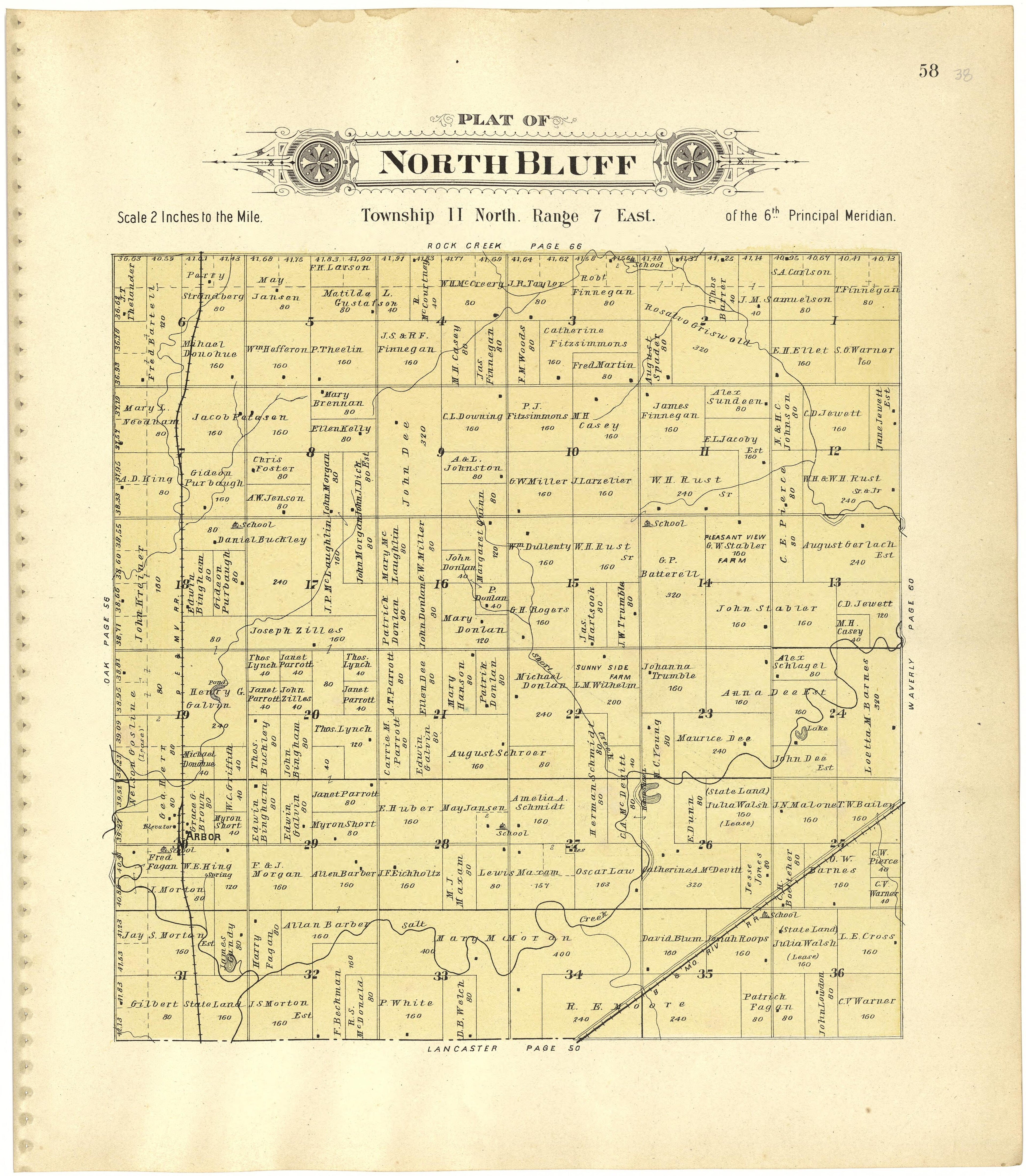 Plat of North Bluff from Plat Book of Lancaster County, Nebraska : Containing Carefully Prepared Township Plats, Village Plats, Analysis of U.S. Land System, Leading Farmers Directory, Reminiscences of Old Settlers : Illustrated 1903 by Relic Map Company