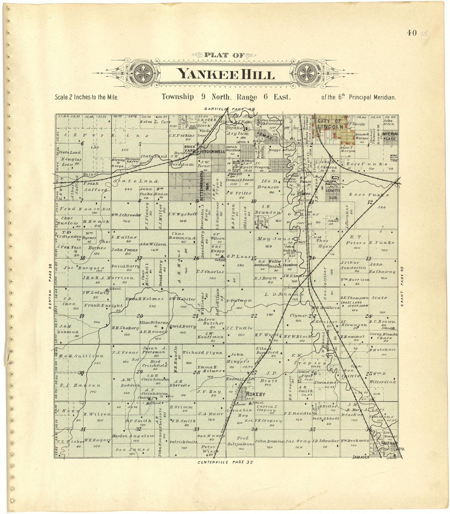 Plat of Yankee Hill from Plat Book of Lancaster County, Nebraska : Containing Carefully Prepared Township Plats, Village Plats, Analysis of U.S. Land System, Leading Farmers Directory, Reminiscences of Old Settlers : Illustrated 1903 by Relic Map Company