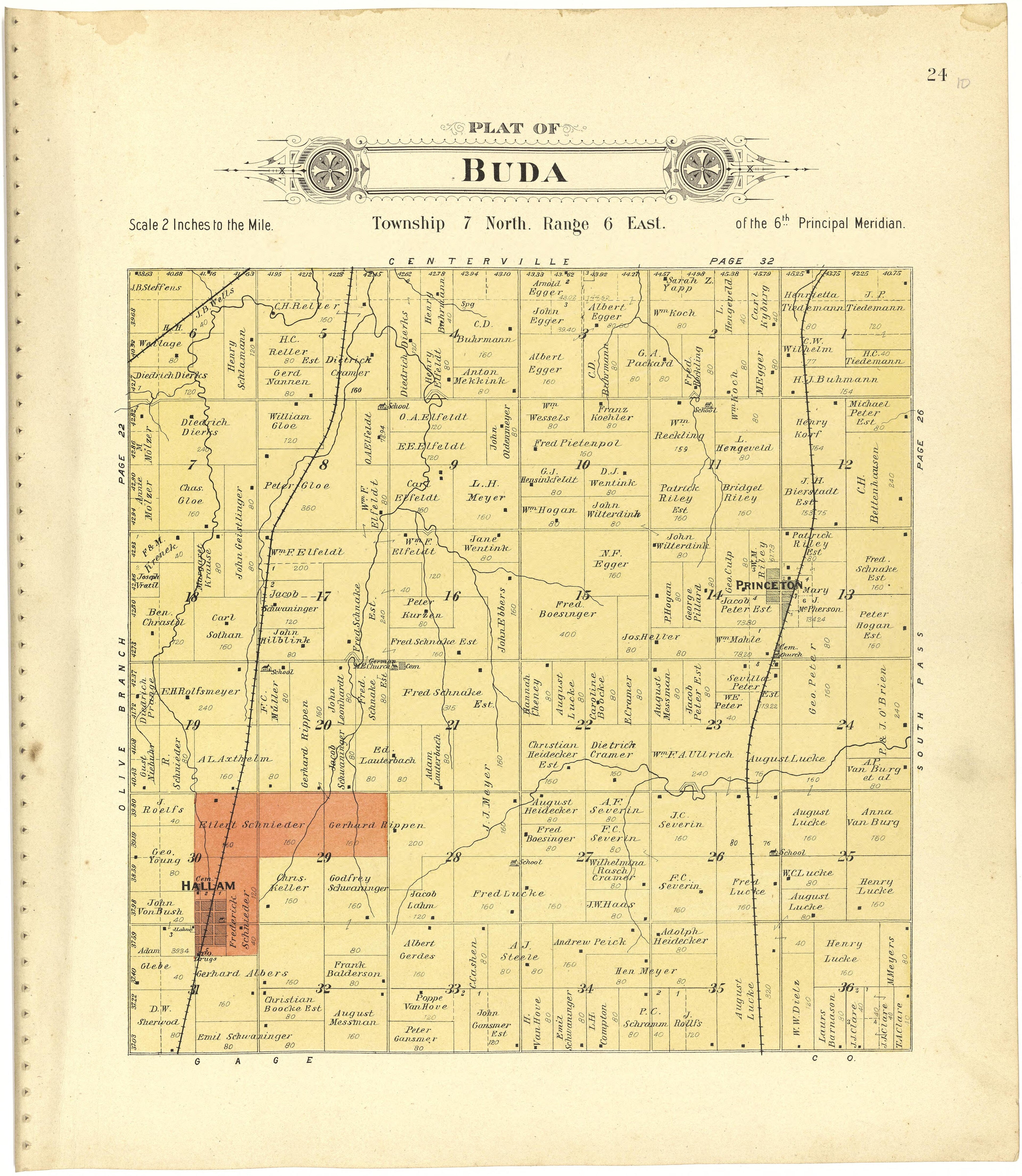 Plat of Buda from Plat Book of Lancaster County, Nebraska : Containing Carefully Prepared Township Plats, Village Plats, Analysis of U.S. Land System, Leading Farmers Directory, Reminiscences of Old Settlers : Illustrated 1903 by Relic Map Company