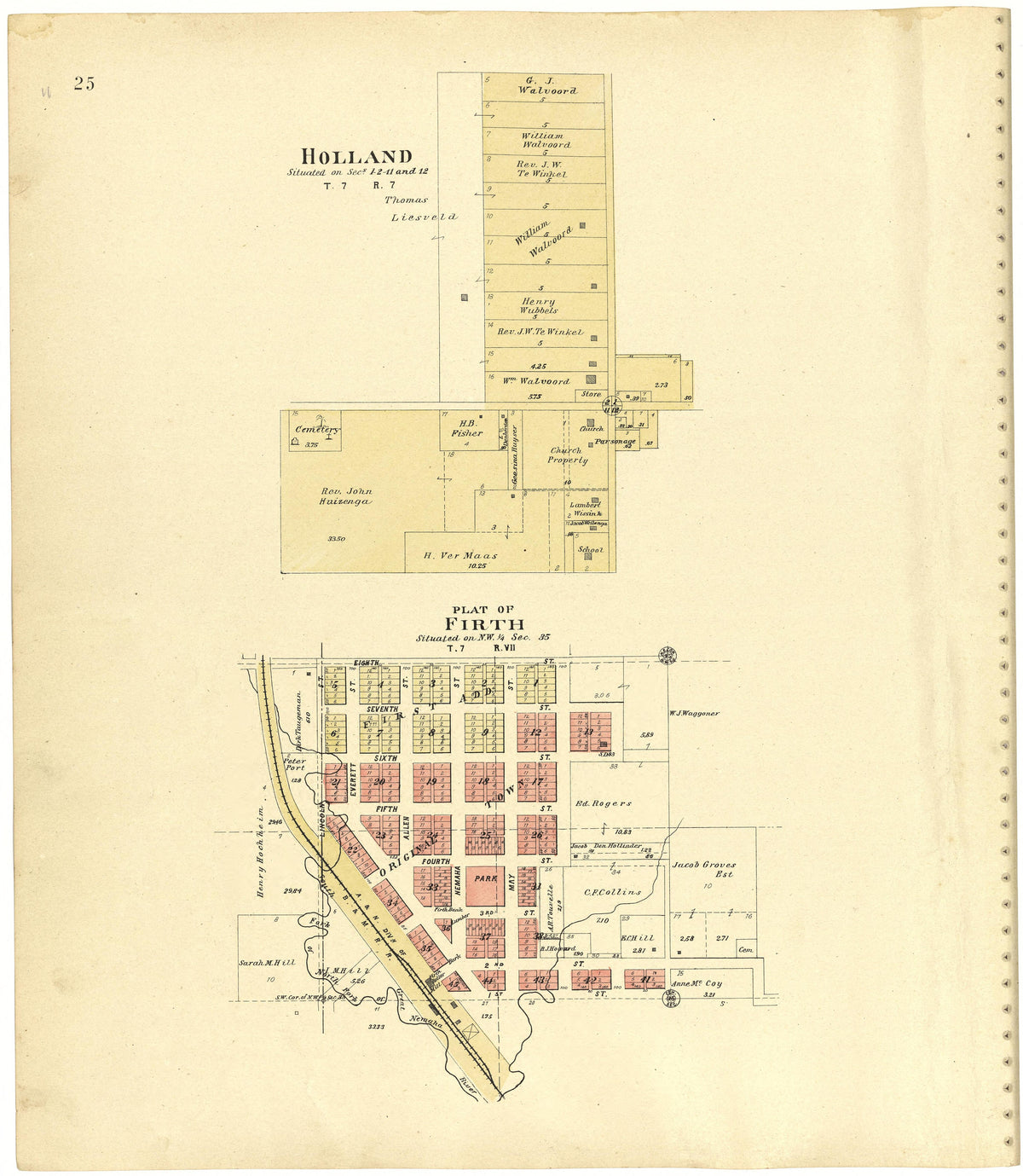 Holland; Plat of Firth from Plat Book of Lancaster County, Nebraska : Containing Carefully Prepared Township Plats, Village Plats, Analysis of U.S. Land System, Leading Farmers Directory, Reminiscences of Old Settlers : Illustrated 1903 by Relic Map Company