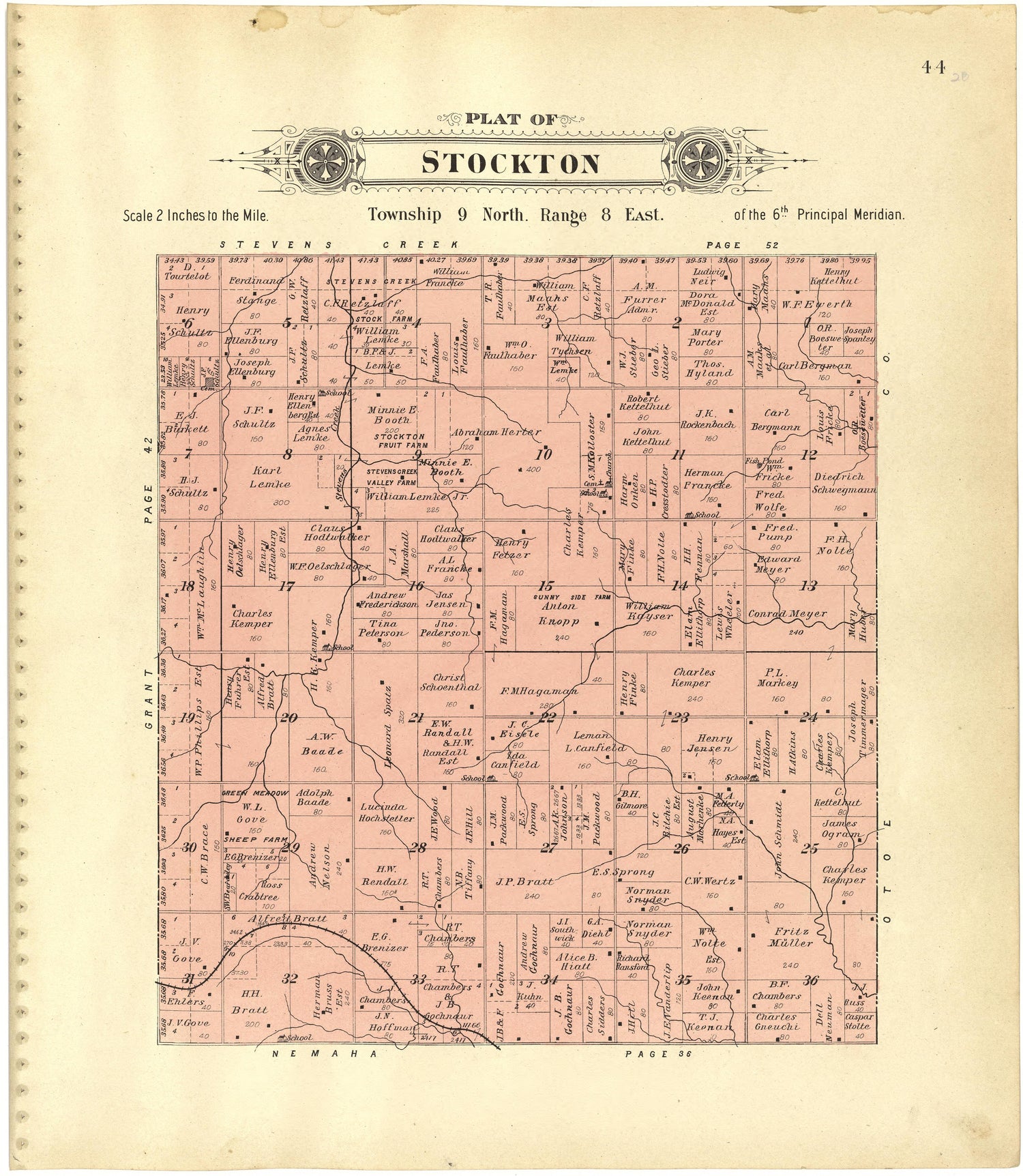 Plat of Stockton from Plat Book of Lancaster County, Nebraska : Containing Carefully Prepared Township Plats, Village Plats, Analysis of U.S. Land System, Leading Farmers Directory, Reminiscences of Old Settlers : Illustrated 1903 by Relic Map Company
