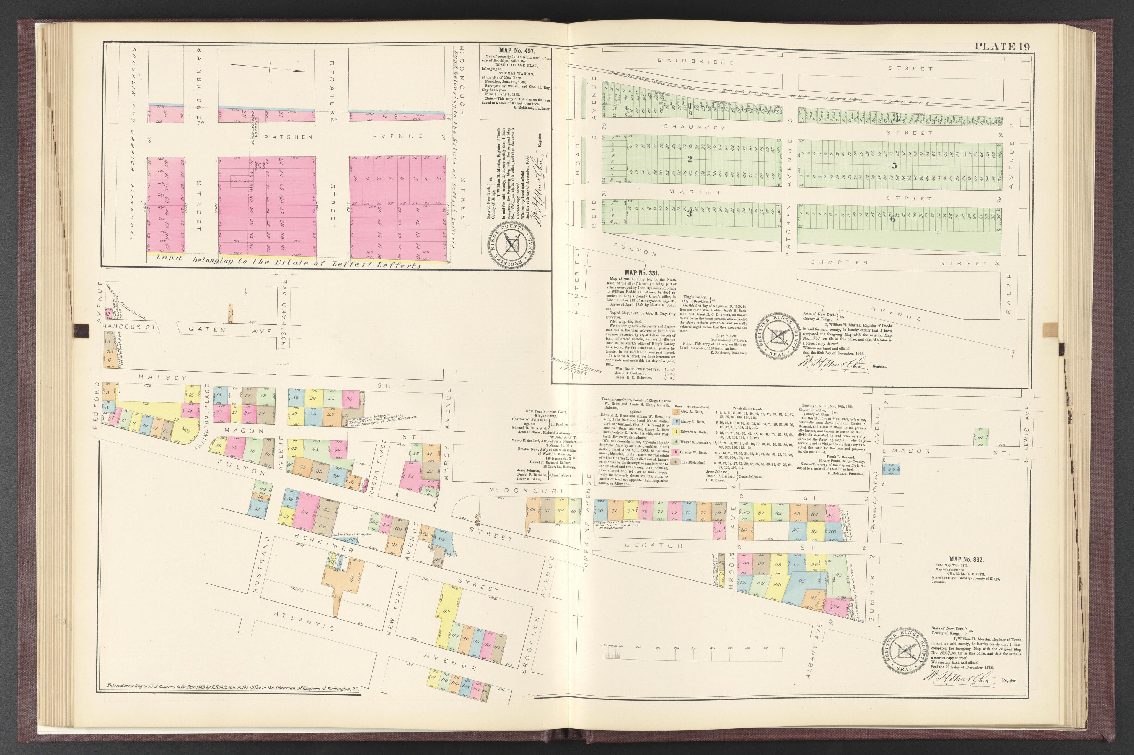 Image 68 of ..Iimportant Maps of Wards...of Brooklyn...Kings County, NY from Certified Copies of Important Maps of Wards 8, 17, 18, 22, 23, 24, and 25 City of Brooklyn, Filed In the Office of Register Kings County, New York 1889 by Relic Map Company