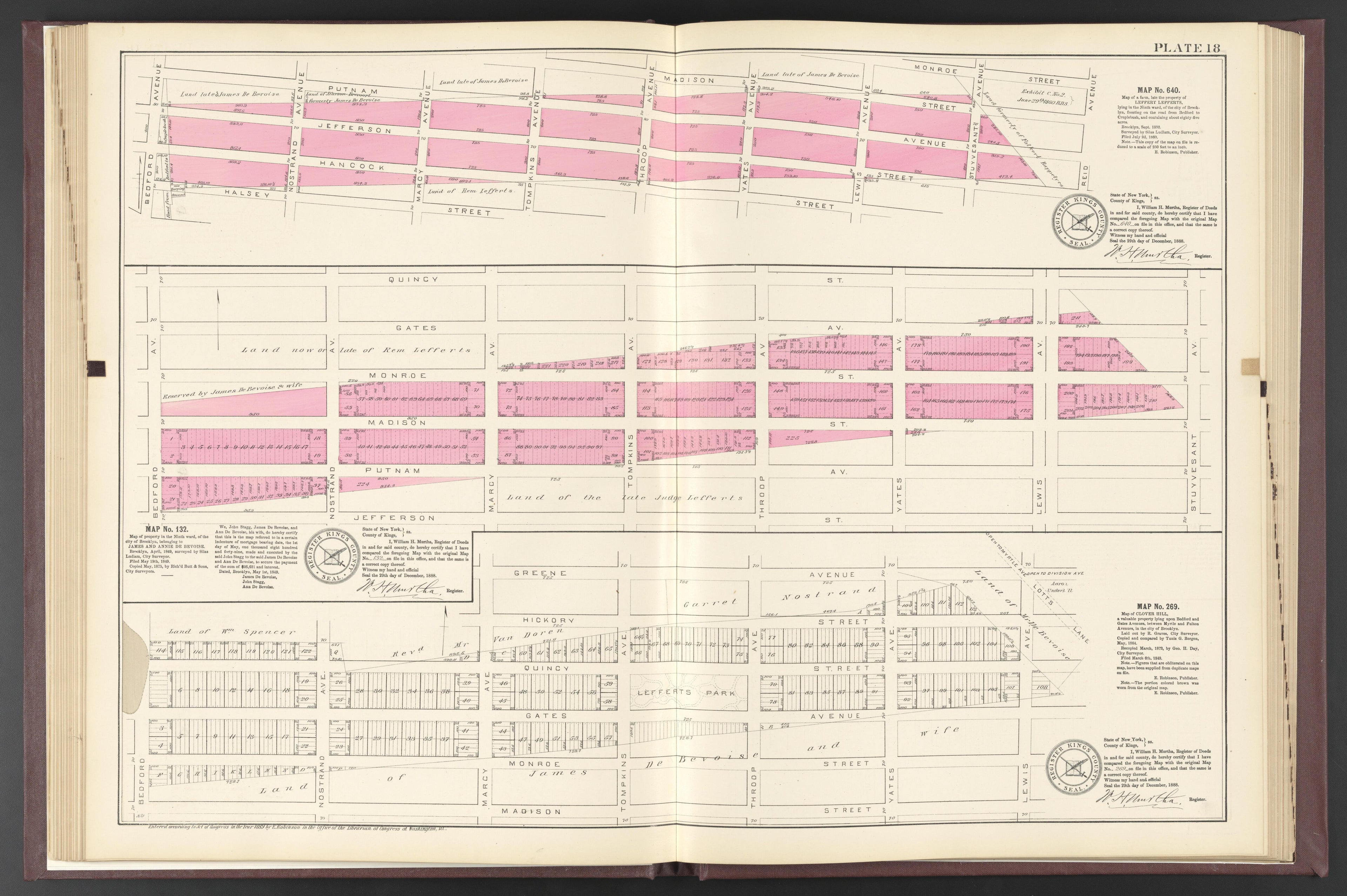Image 21 of ..Iimportant Maps of Wards...of Brooklyn...Kings County, NY from Certified Copies of Important Maps of Wards 8, 17, 18, 22, 23, 24, and 25 City of Brooklyn, Filed In the Office of Register Kings County, New York 1889 by Relic Map Company