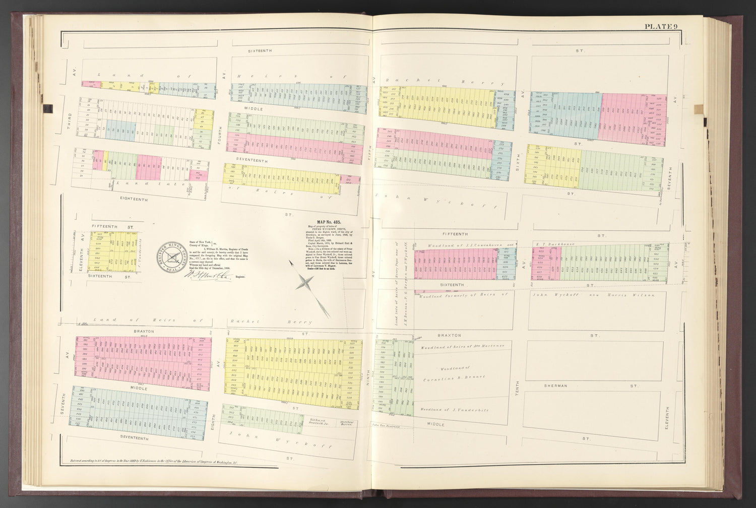 Image 58 of ..Iimportant Maps of Wards...of Brooklyn...Kings County, NY from Certified Copies of Important Maps of Wards 8, 17, 18, 22, 23, 24, and 25 City of Brooklyn, Filed In the Office of Register Kings County, New York 1889 by Relic Map Company