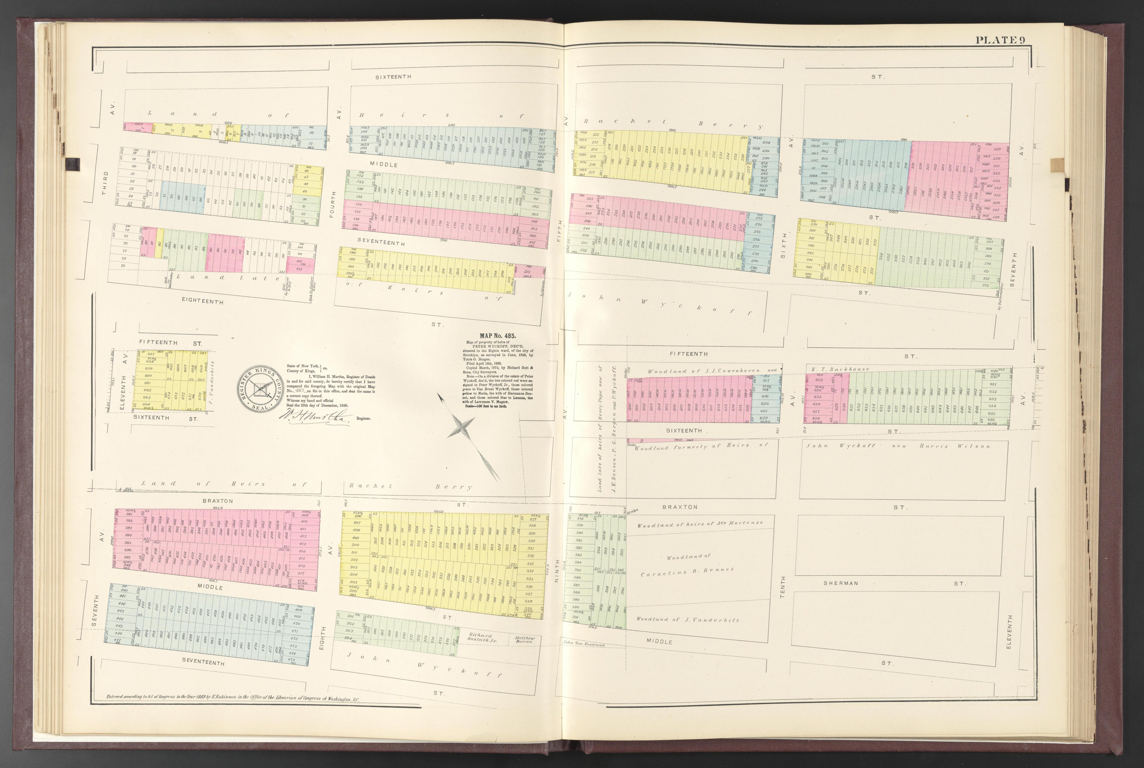 Image 58 of ..Iimportant Maps of Wards...of Brooklyn...Kings County, NY from Certified Copies of Important Maps of Wards 8, 17, 18, 22, 23, 24, and 25 City of Brooklyn, Filed In the Office of Register Kings County, New York 1889 by Relic Map Company