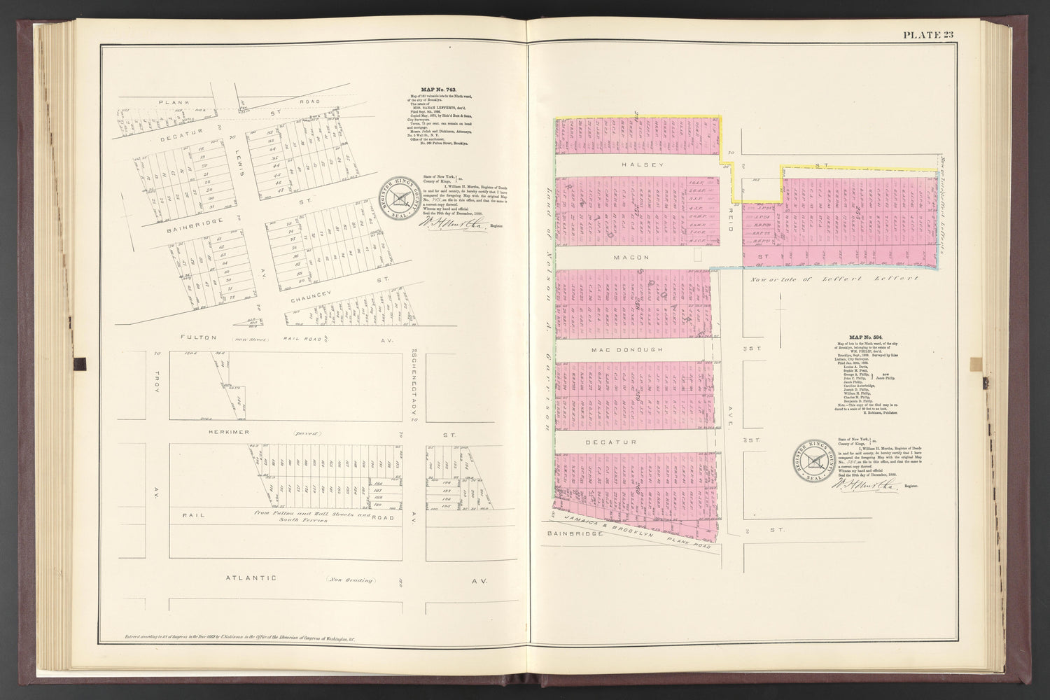 Image 72 of ..Iimportant Maps of Wards...of Brooklyn...Kings County, NY from Certified Copies of Important Maps of Wards 8, 17, 18, 22, 23, 24, and 25 City of Brooklyn, Filed In the Office of Register Kings County, New York 1889 by Relic Map Company