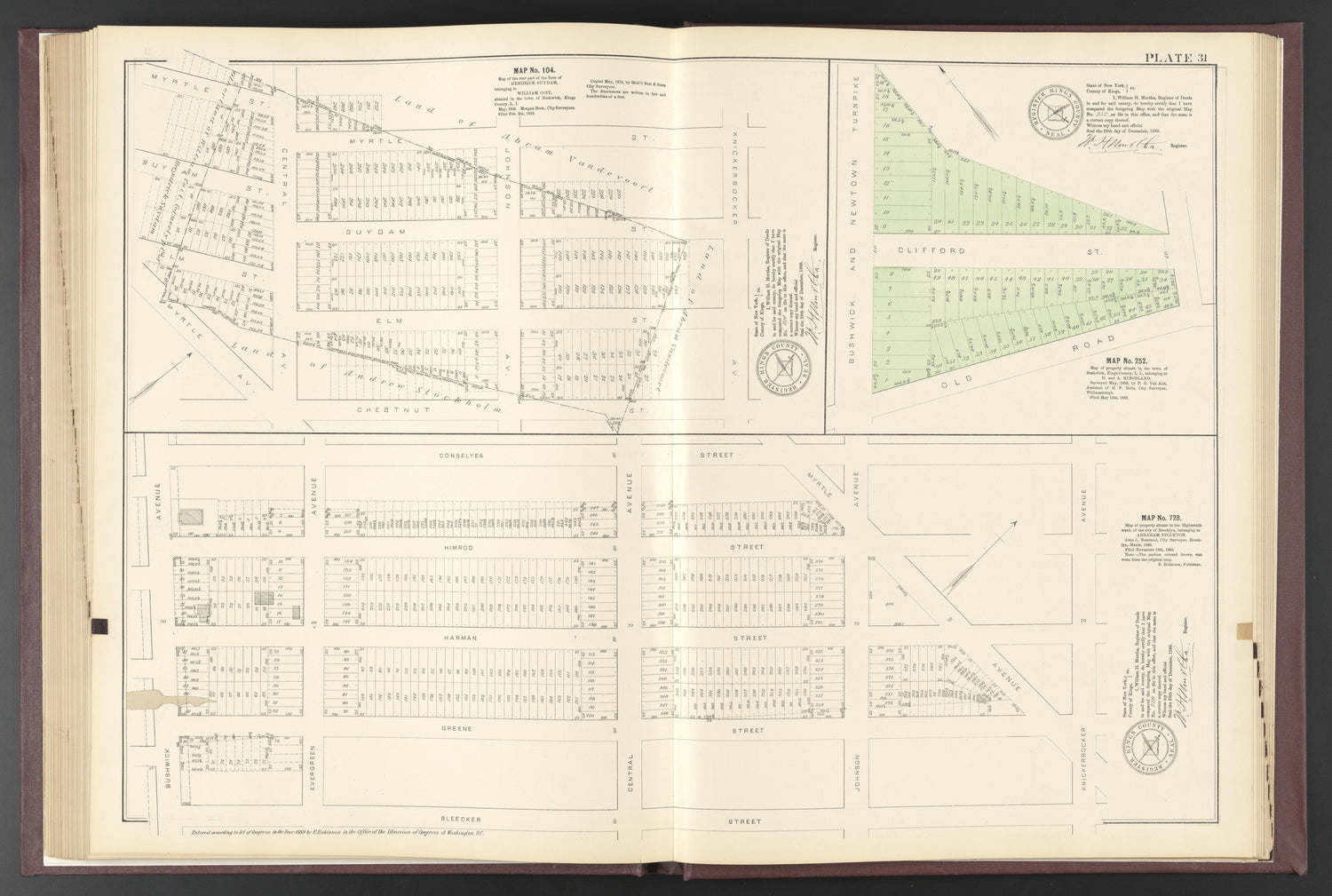 Image 80 of ..Iimportant Maps of Wards...of Brooklyn...Kings County, NY from Certified Copies of Important Maps of Wards 8, 17, 18, 22, 23, 24, and 25 City of Brooklyn, Filed In the Office of Register Kings County, New York 1889 by Relic Map Company