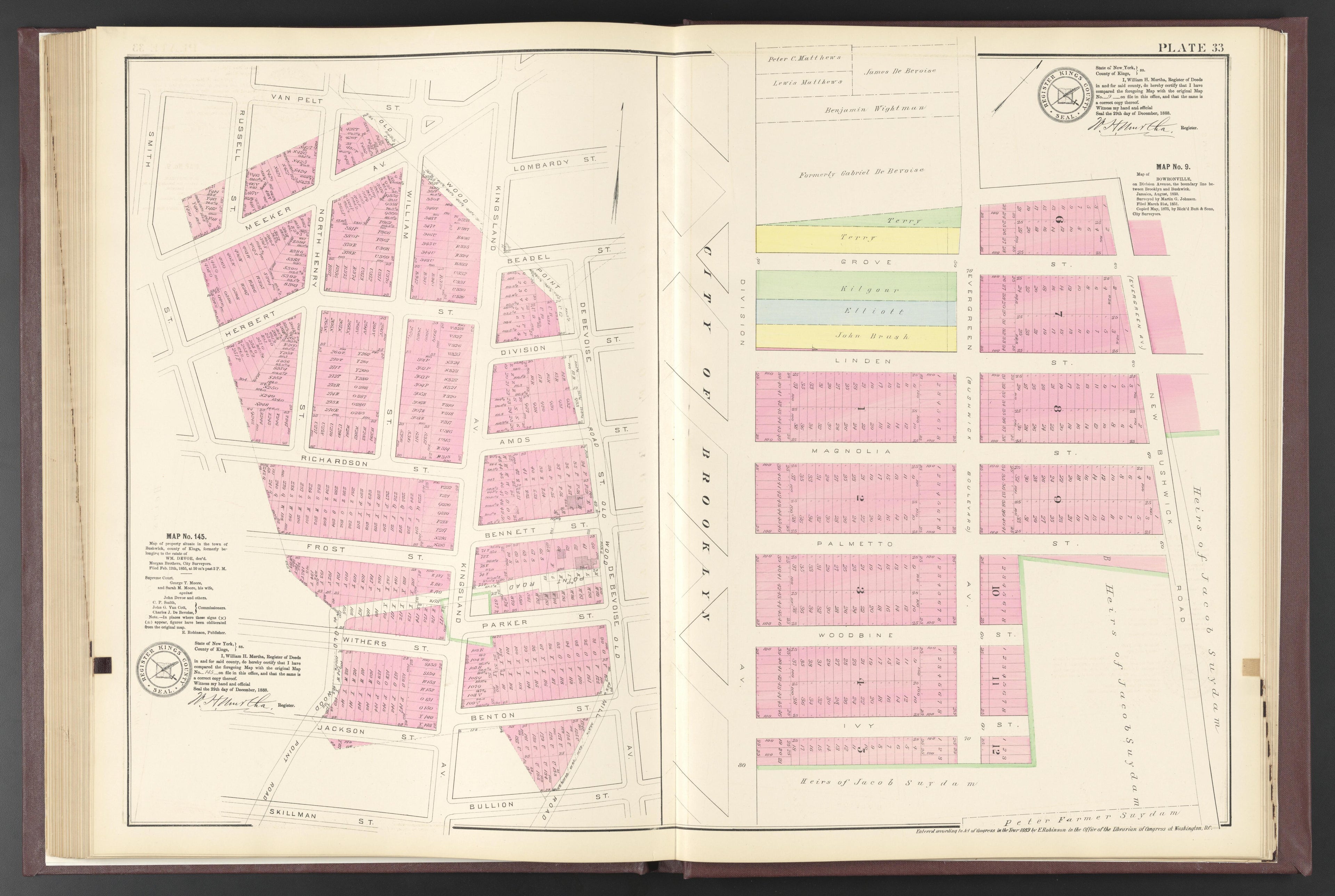 Image 36 of ..Iimportant Maps of Wards...of Brooklyn...Kings County, NY from Certified Copies of Important Maps of Wards 8, 17, 18, 22, 23, 24, and 25 City of Brooklyn, Filed In the Office of Register Kings County, New York 1889 by Relic Map Company