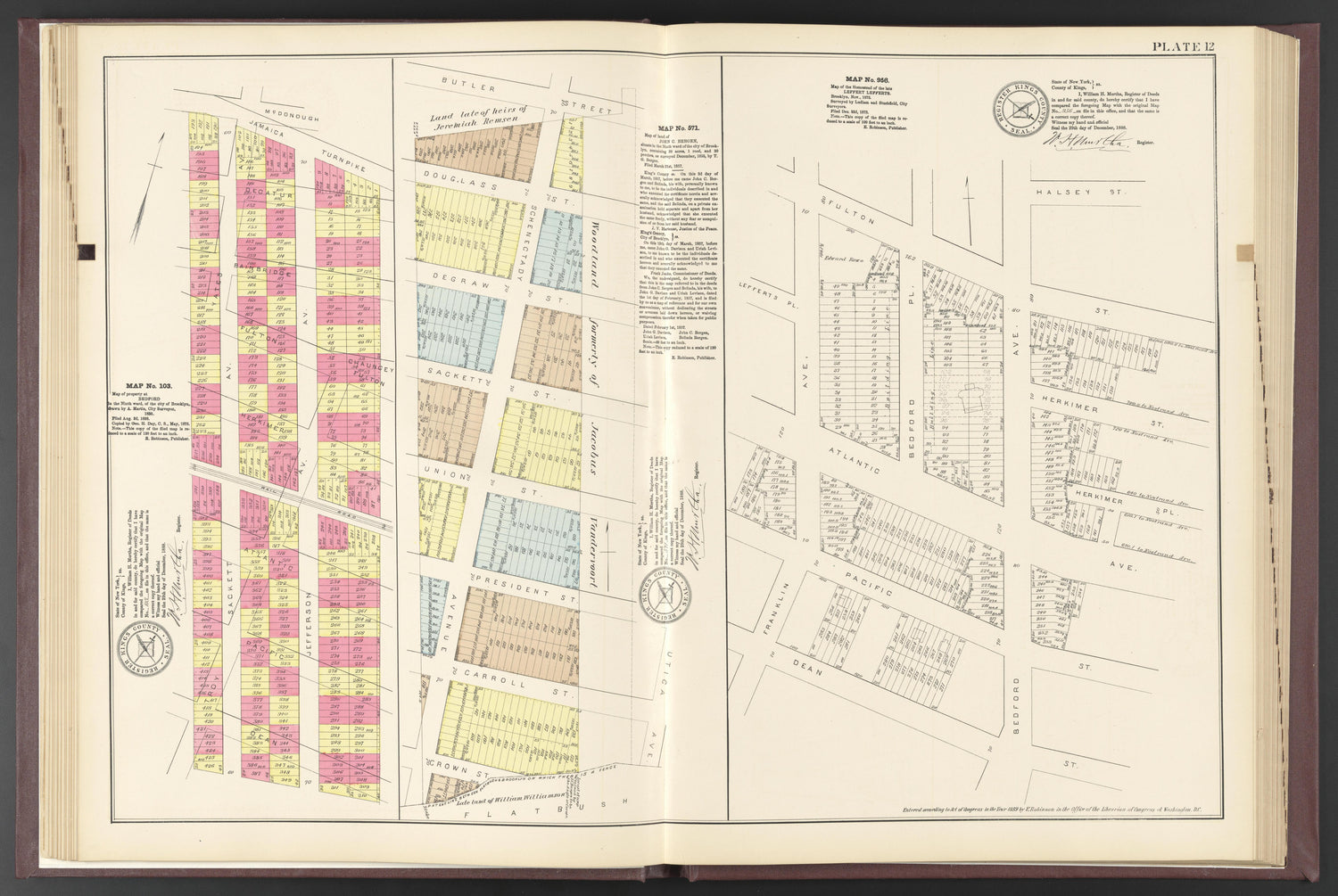 Image 61 of ..Iimportant Maps of Wards...of Brooklyn...Kings County, NY from Certified Copies of Important Maps of Wards 8, 17, 18, 22, 23, 24, and 25 City of Brooklyn, Filed In the Office of Register Kings County, New York 1889 by Relic Map Company