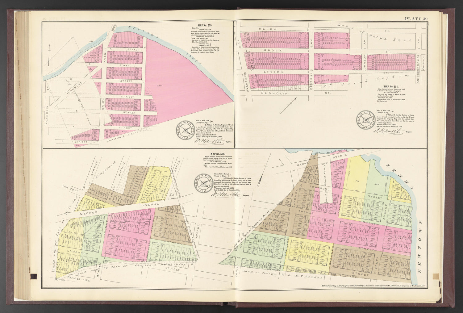 Image 88 of ..Iimportant Maps of Wards...of Brooklyn...Kings County, NY from Certified Copies of Important Maps of Wards 8, 17, 18, 22, 23, 24, and 25 City of Brooklyn, Filed In the Office of Register Kings County, New York 1889 by Relic Map Company
