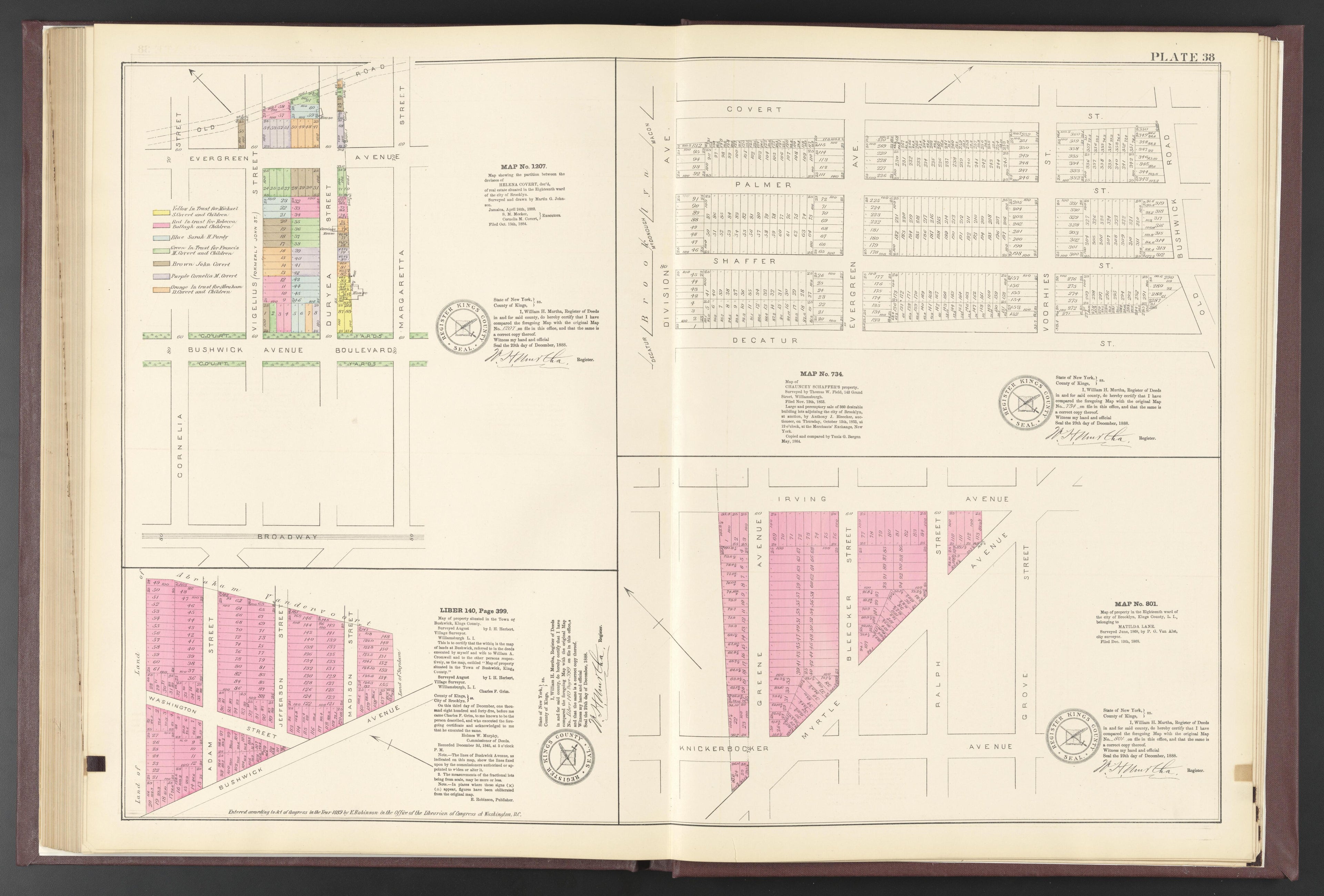 Image 41 of ..Iimportant Maps of Wards...of Brooklyn...Kings County, NY from Certified Copies of Important Maps of Wards 8, 17, 18, 22, 23, 24, and 25 City of Brooklyn, Filed In the Office of Register Kings County, New York 1889 by Relic Map Company