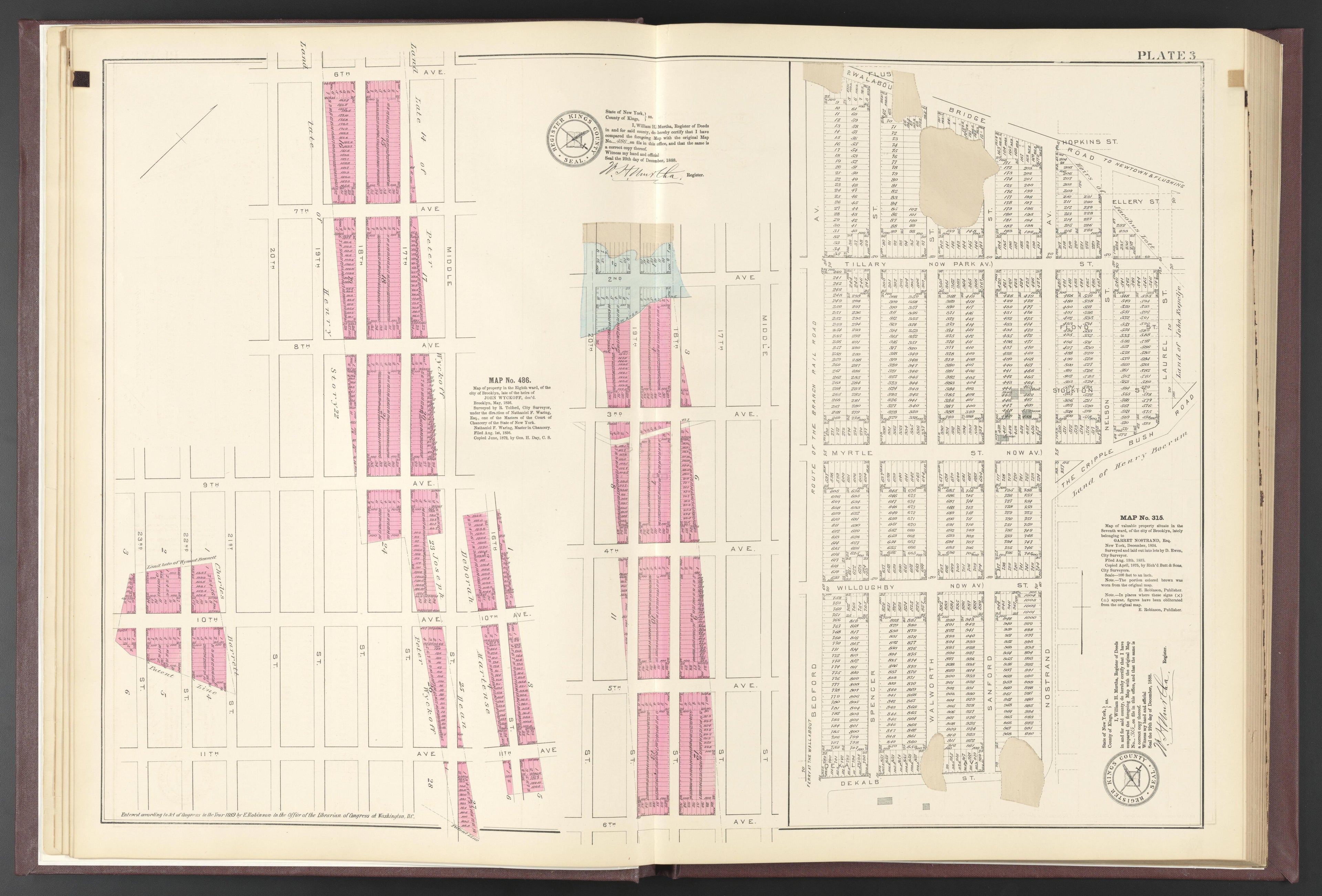 Image 52 of ..Iimportant Maps of Wards...of Brooklyn...Kings County, NY from Certified Copies of Important Maps of Wards 8, 17, 18, 22, 23, 24, and 25 City of Brooklyn, Filed In the Office of Register Kings County, New York 1889 by Relic Map Company