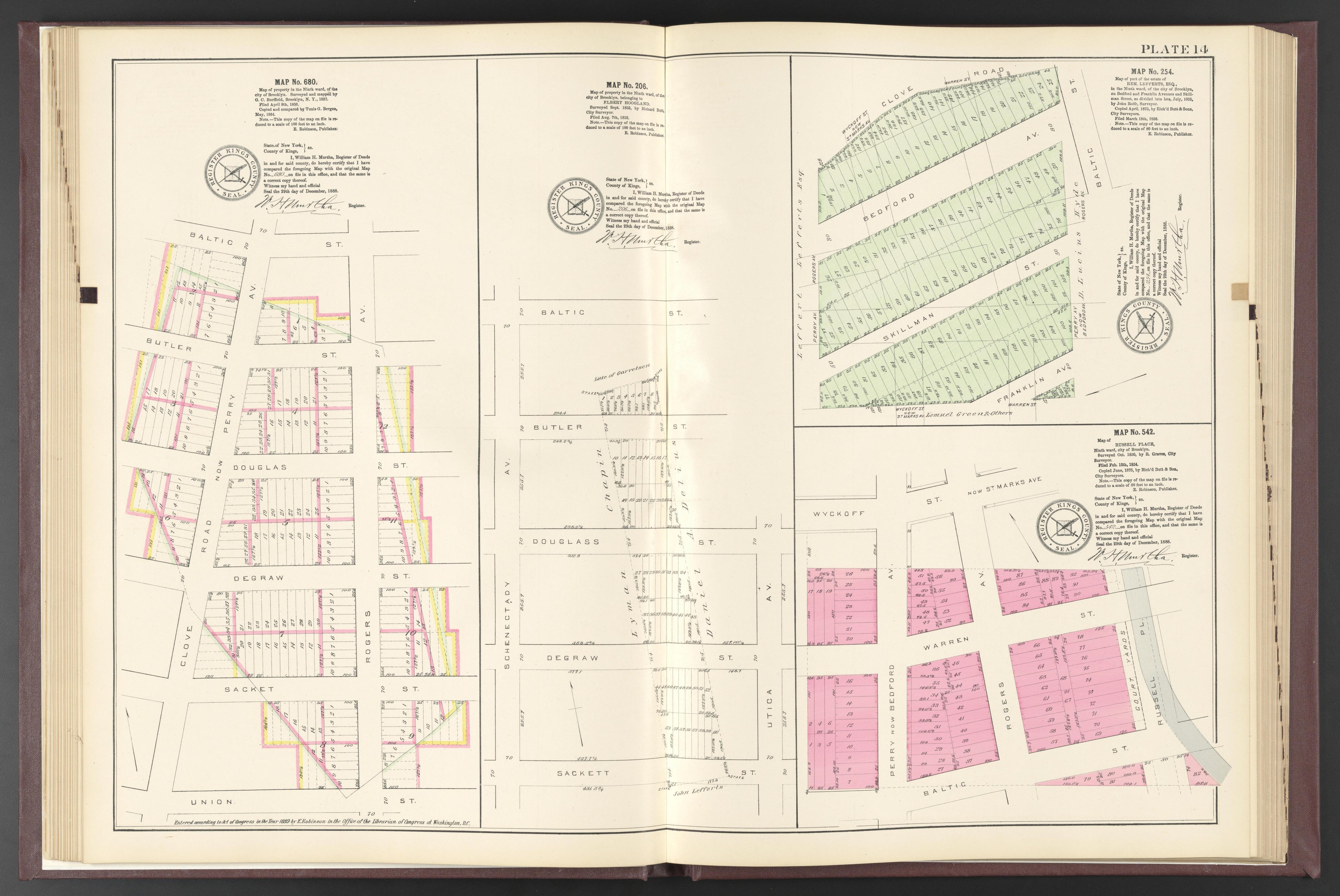 Image 17 of ..Iimportant Maps of Wards...of Brooklyn...Kings County, NY from Certified Copies of Important Maps of Wards 8, 17, 18, 22, 23, 24, and 25 City of Brooklyn, Filed In the Office of Register Kings County, New York 1889 by Relic Map Company