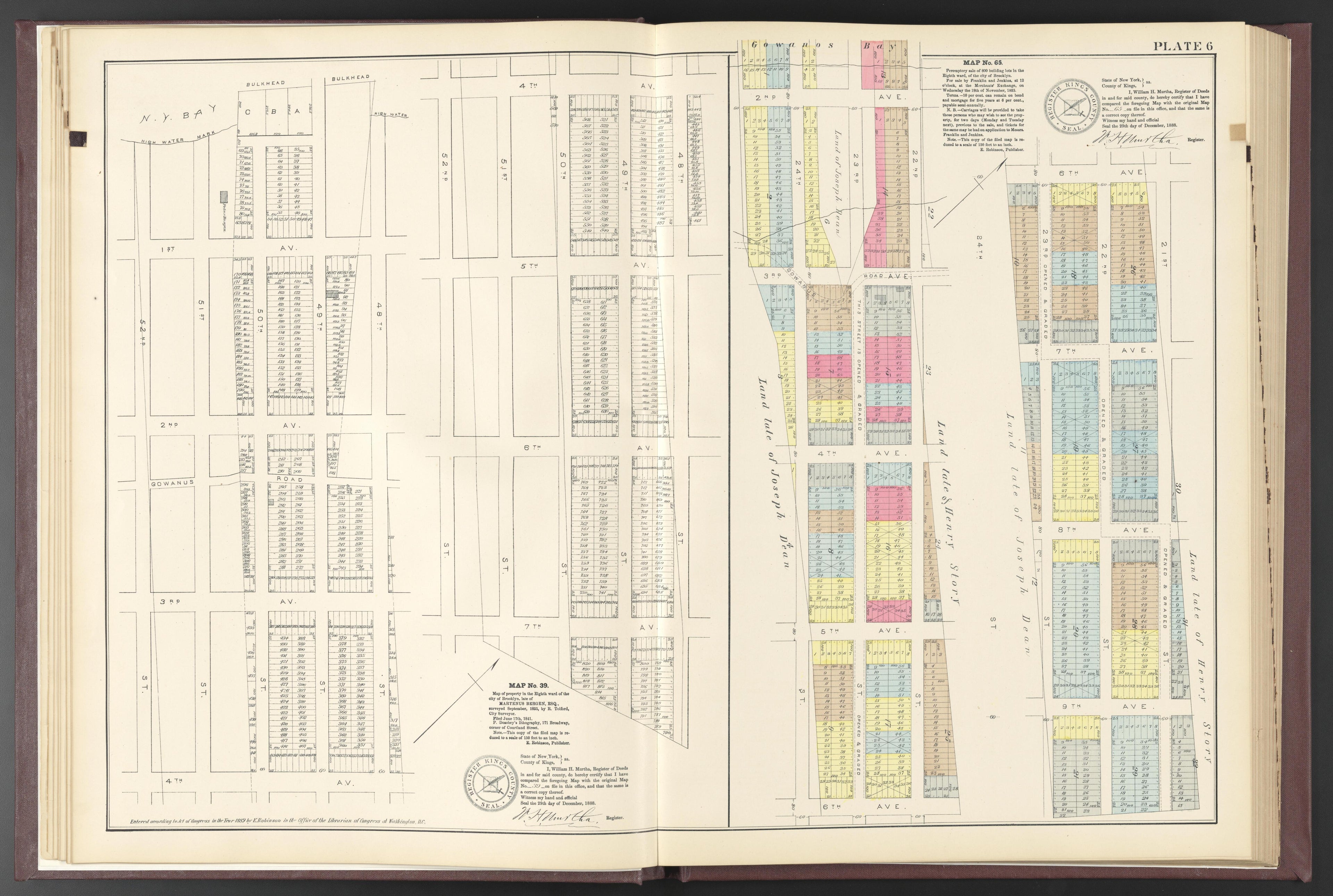 Image 55 of ..Iimportant Maps of Wards...of Brooklyn...Kings County, NY from Certified Copies of Important Maps of Wards 8, 17, 18, 22, 23, 24, and 25 City of Brooklyn, Filed In the Office of Register Kings County, New York 1889 by Relic Map Company