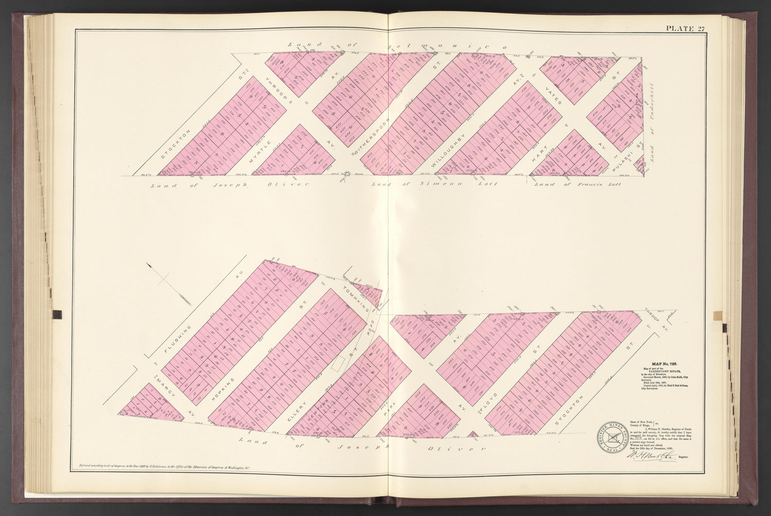 Image 30 of ..Iimportant Maps of Wards...of Brooklyn...Kings County, NY from Certified Copies of Important Maps of Wards 8, 17, 18, 22, 23, 24, and 25 City of Brooklyn, Filed In the Office of Register Kings County, New York 1889 by Relic Map Company