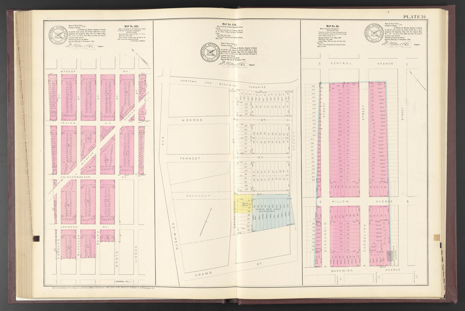 Image 83 of ..Iimportant Maps of Wards...of Brooklyn...Kings County, NY from Certified Copies of Important Maps of Wards 8, 17, 18, 22, 23, 24, and 25 City of Brooklyn, Filed In the Office of Register Kings County, New York 1889 by Relic Map Company