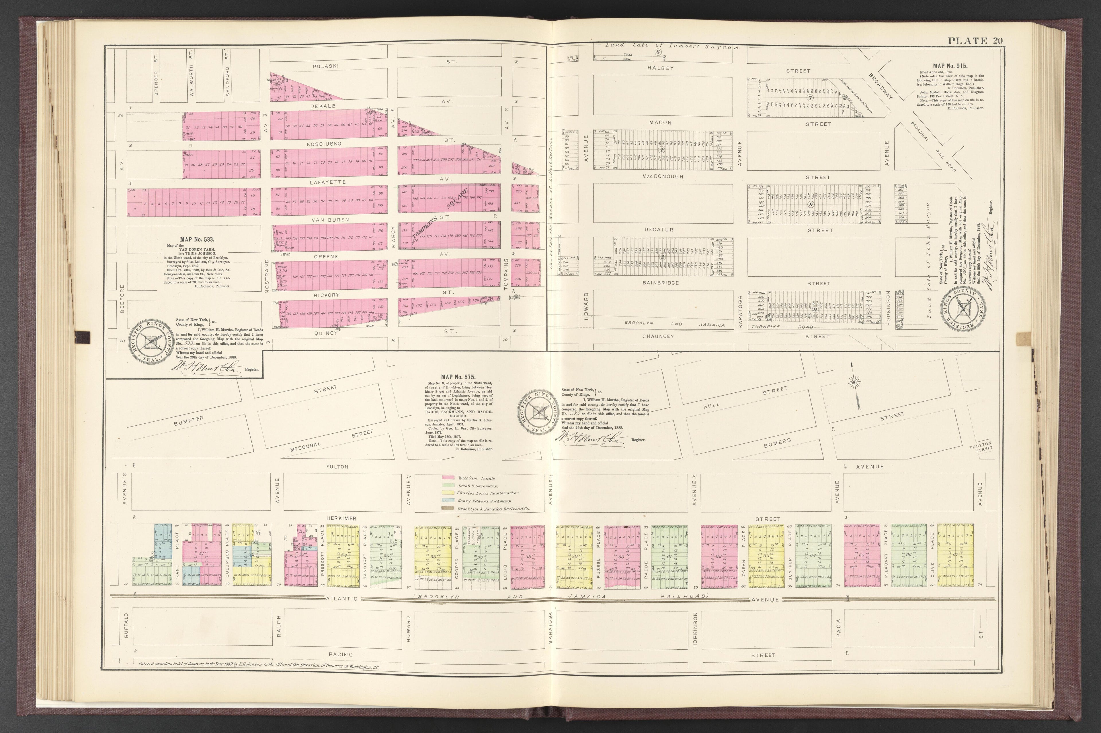 Image 69 of ..Iimportant Maps of Wards...of Brooklyn...Kings County, NY from Certified Copies of Important Maps of Wards 8, 17, 18, 22, 23, 24, and 25 City of Brooklyn, Filed In the Office of Register Kings County, New York 1889 by Relic Map Company