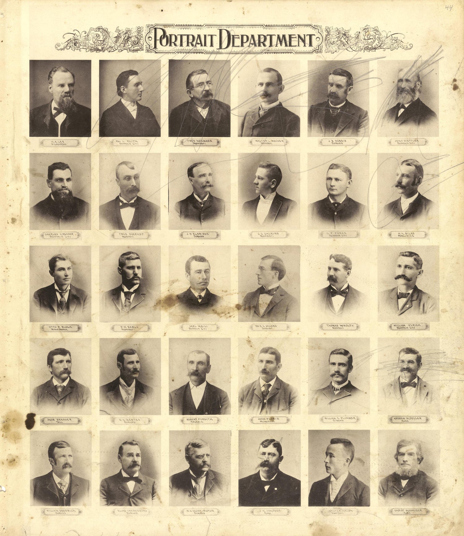 Portrait Department from Standard Atlas of Buffalo and Pepin Counties, Wisconsin : Including a Plat Book of the Villages, Cities and Townships of the County, Map of the State, United States and World : Farmers … 1896 by Relic Map Company