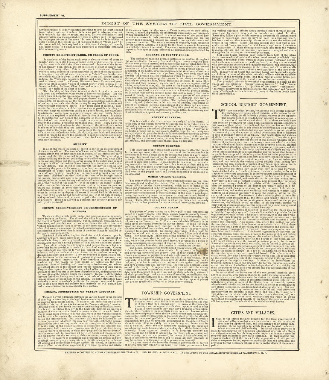 Digest of the System of Civil Government - Continued from Standard Atlas of Buffalo and Pepin Counties, Wisconsin : Including a Plat Book of the Villages, Cities and Townships of the County, Map of the State, United States and World : Farmers … 1896 by Relic Map Company