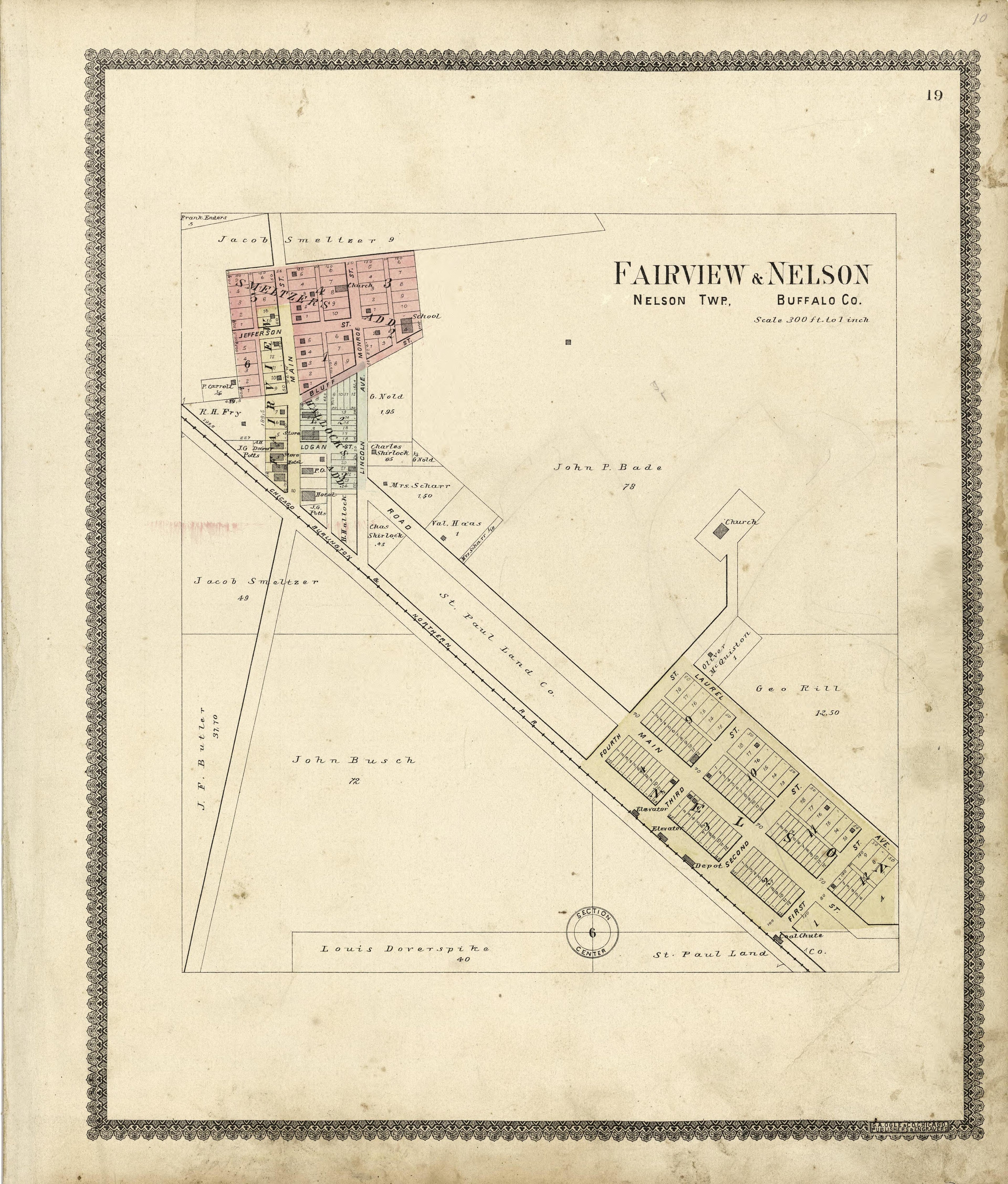 Fairview &amp; Nelson - Nelson Township - Buffalo County from Standard Atlas of Buffalo and Pepin Counties, Wisconsin : Including a Plat Book of the Villages, Cities and Townships of the County, Map of the State, United States and World : Farmers … 1896 by Relic Map Company