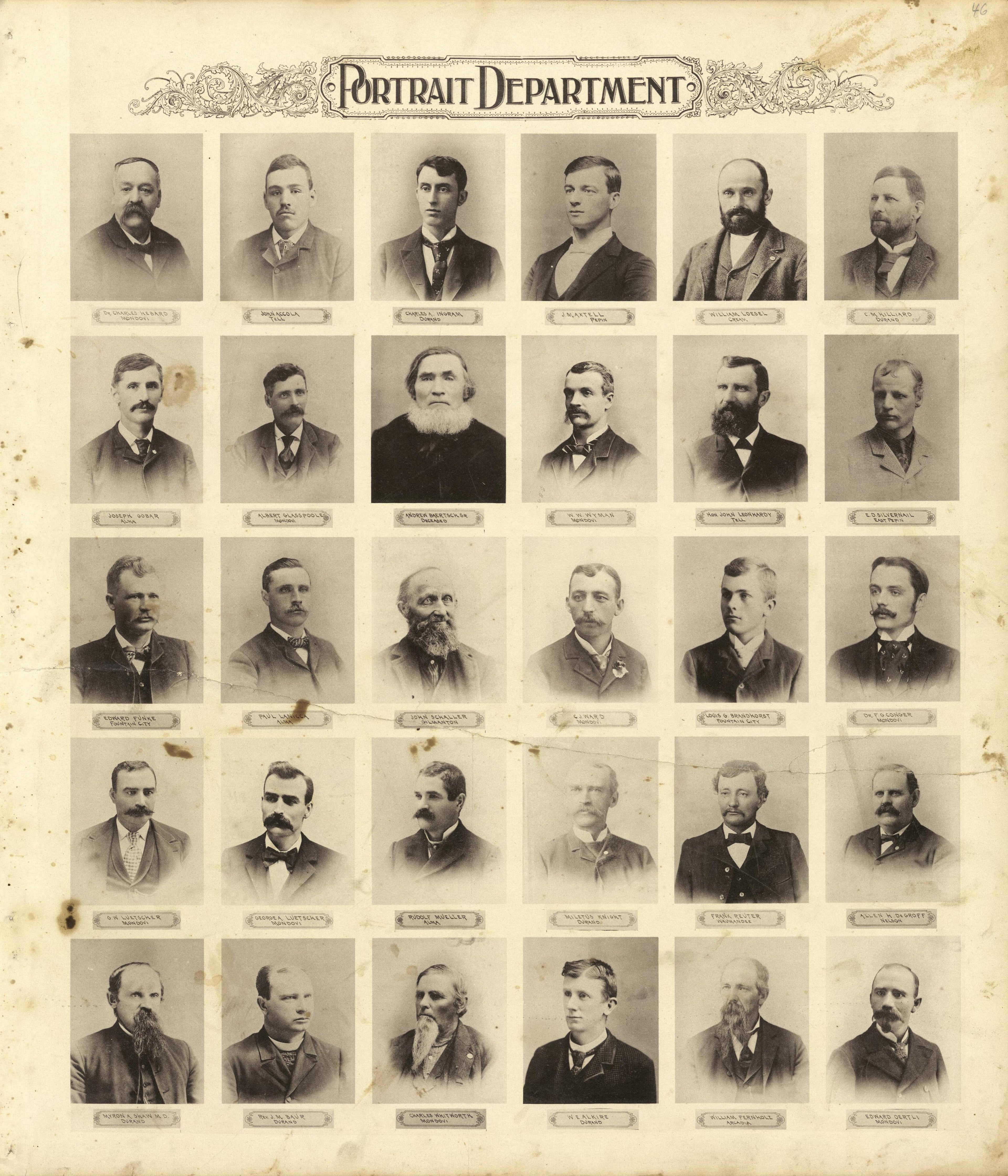 Portrait Department - Continued from Standard Atlas of Buffalo and Pepin Counties, Wisconsin : Including a Plat Book of the Villages, Cities and Townships of the County, Map of the State, United States and World : Farmers … 1896 by Relic Map Company