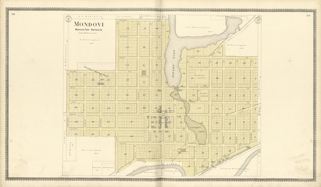 Mondovi from Standard Atlas of Buffalo and Pepin Counties, Wisconsin : Including a Plat Book of the Villages, Cities and Townships of the County, Map of the State, United States and World : Farmers … 1896 by Relic Map Company