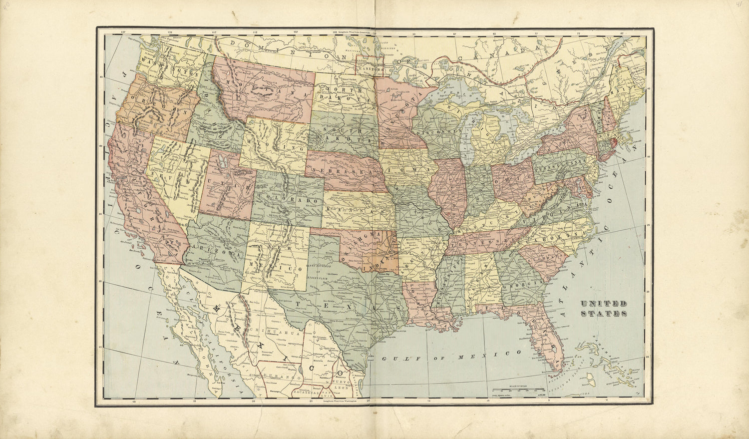 Map of the United States from Standard Atlas of Buffalo and Pepin Counties, Wisconsin : Including a Plat Book of the Villages, Cities and Townships of the County, Map of the State, United States and World : Farmers … 1896 by Relic Map Company