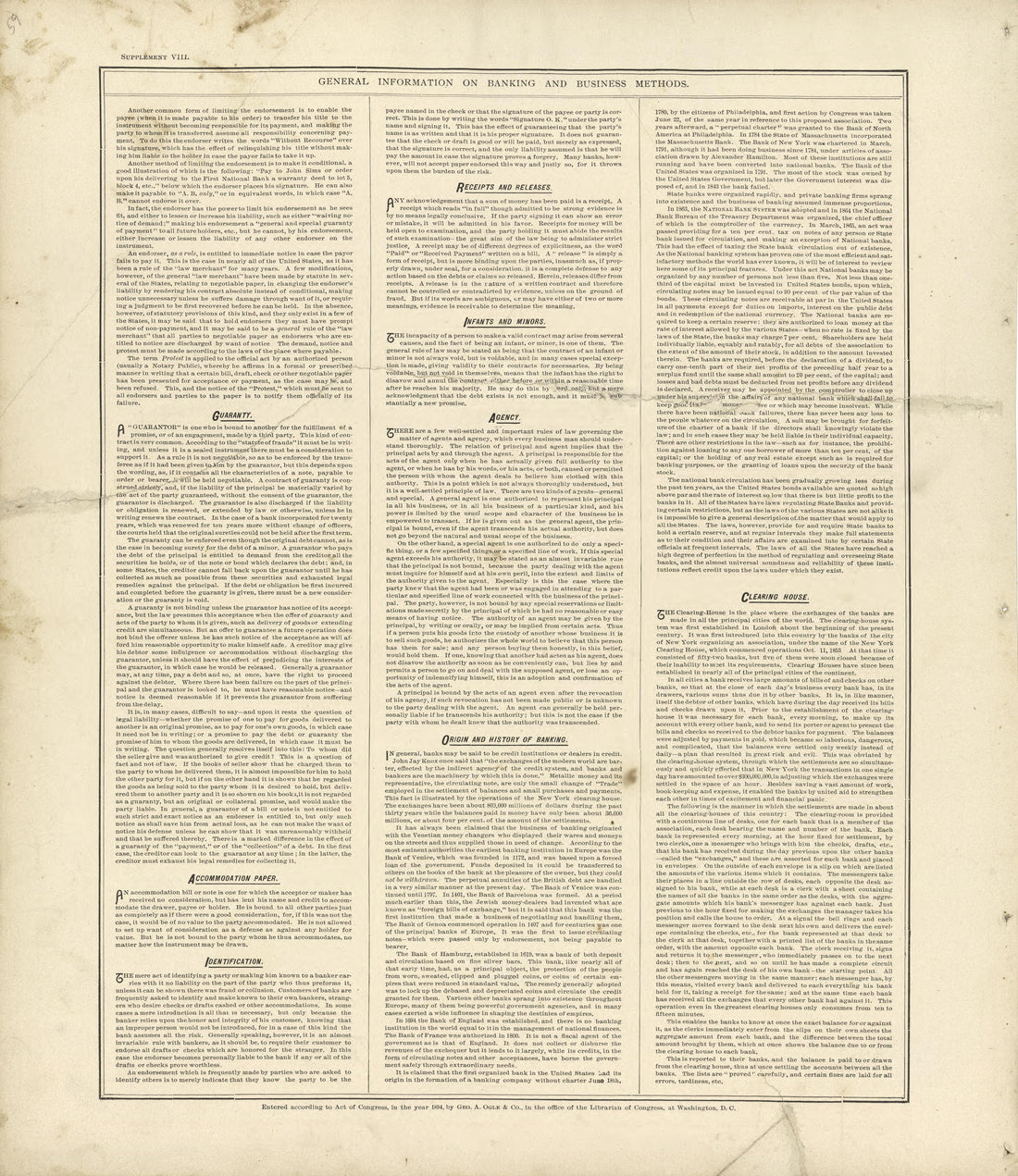 General Information On Banking and Business Methods - Continued from Standard Atlas of Buffalo and Pepin Counties, Wisconsin : Including a Plat Book of the Villages, Cities and Townships of the County, Map of the State, United States and World : Farme... by Relic Map Company