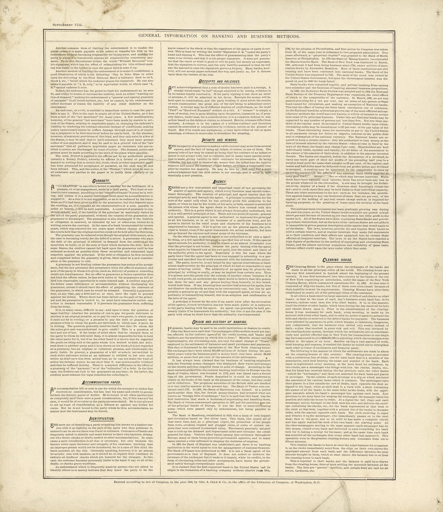 General Information On Banking and Business Methods - Continued from Standard Atlas of Buffalo and Pepin Counties, Wisconsin : Including a Plat Book of the Villages, Cities and Townships of the County, Map of the State, United States and World : Farme... by Relic Map Company