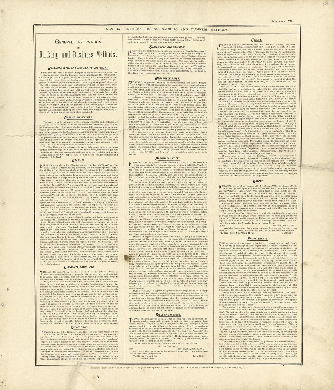 General Information On Banking and Business Methods from Standard Atlas of Buffalo and Pepin Counties, Wisconsin : Including a Plat Book of the Villages, Cities and Townships of the County, Map of the State, United States and World : Farmers … 1896 by Relic Map Company