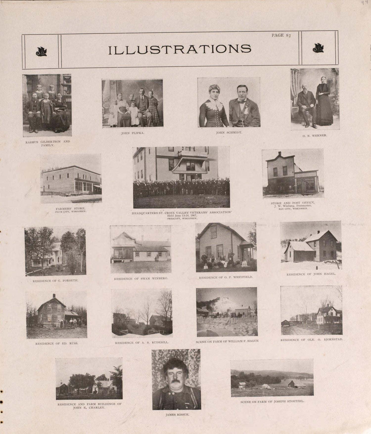 Views of Residences and Portraits from Standard Atlas of Pierce County, Wisconsin : Including a Plat Book of the Villages, Cities and Townships of the County, Map of the State, United States and World : Patrons Directory, Reference … 1908 by Relic Map Company