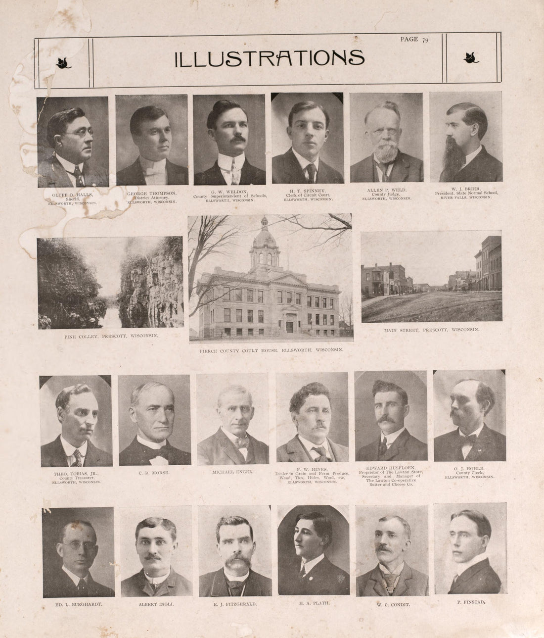Portraits from Standard Atlas of Pierce County, Wisconsin : Including a Plat Book of the Villages, Cities and Townships of the County, Map of the State, United States and World : Patrons Directory, Reference … 1908 by Relic Map Company