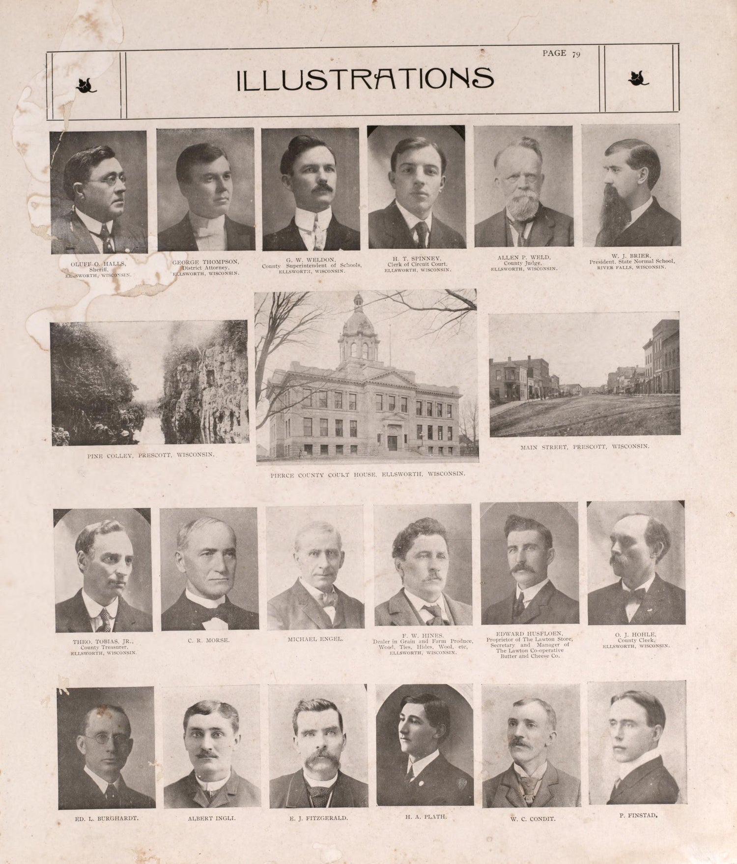 Portraits from Standard Atlas of Pierce County, Wisconsin : Including a Plat Book of the Villages, Cities and Townships of the County, Map of the State, United States and World : Patrons Directory, Reference … 1908 by Relic Map Company