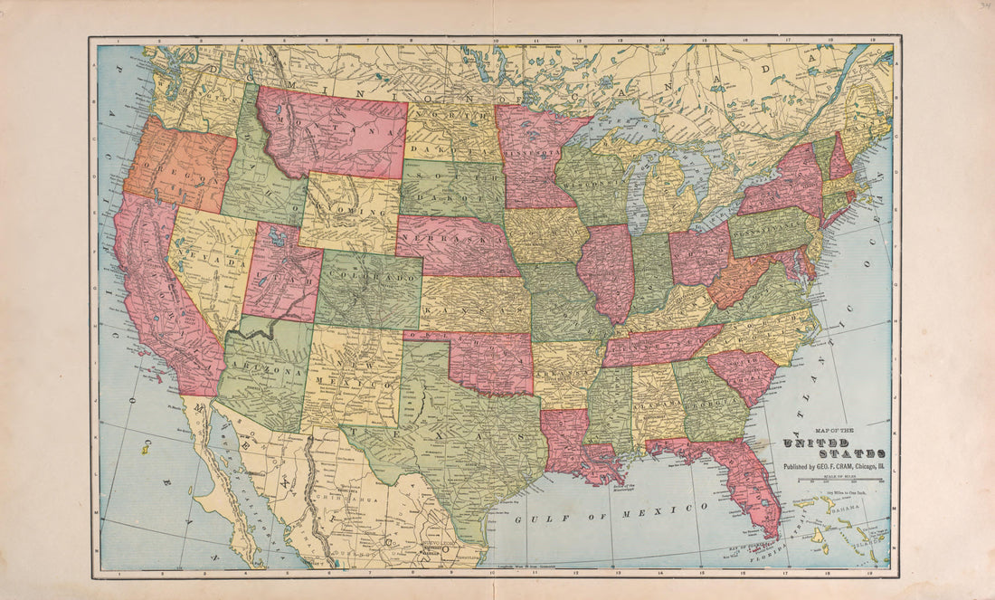 United States from Standard Atlas of Pierce County, Wisconsin : Including a Plat Book of the Villages, Cities and Townships of the County, Map of the State, United States and World : Patrons Directory, Reference … 1908 by Relic Map Company