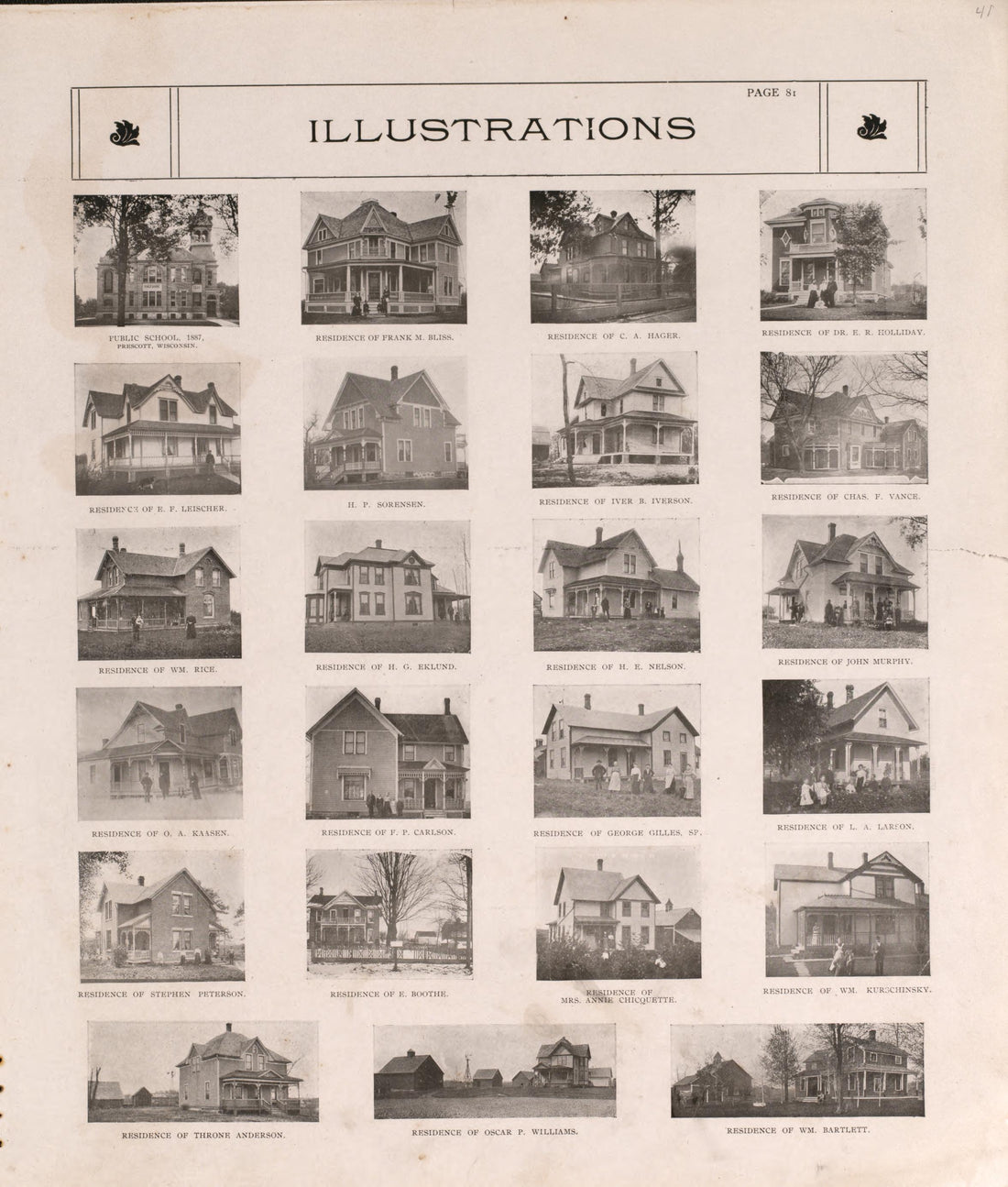Views of Residences from Standard Atlas of Pierce County, Wisconsin : Including a Plat Book of the Villages, Cities and Townships of the County, Map of the State, United States and World : Patrons Directory, Reference … 1908 by Relic Map Company