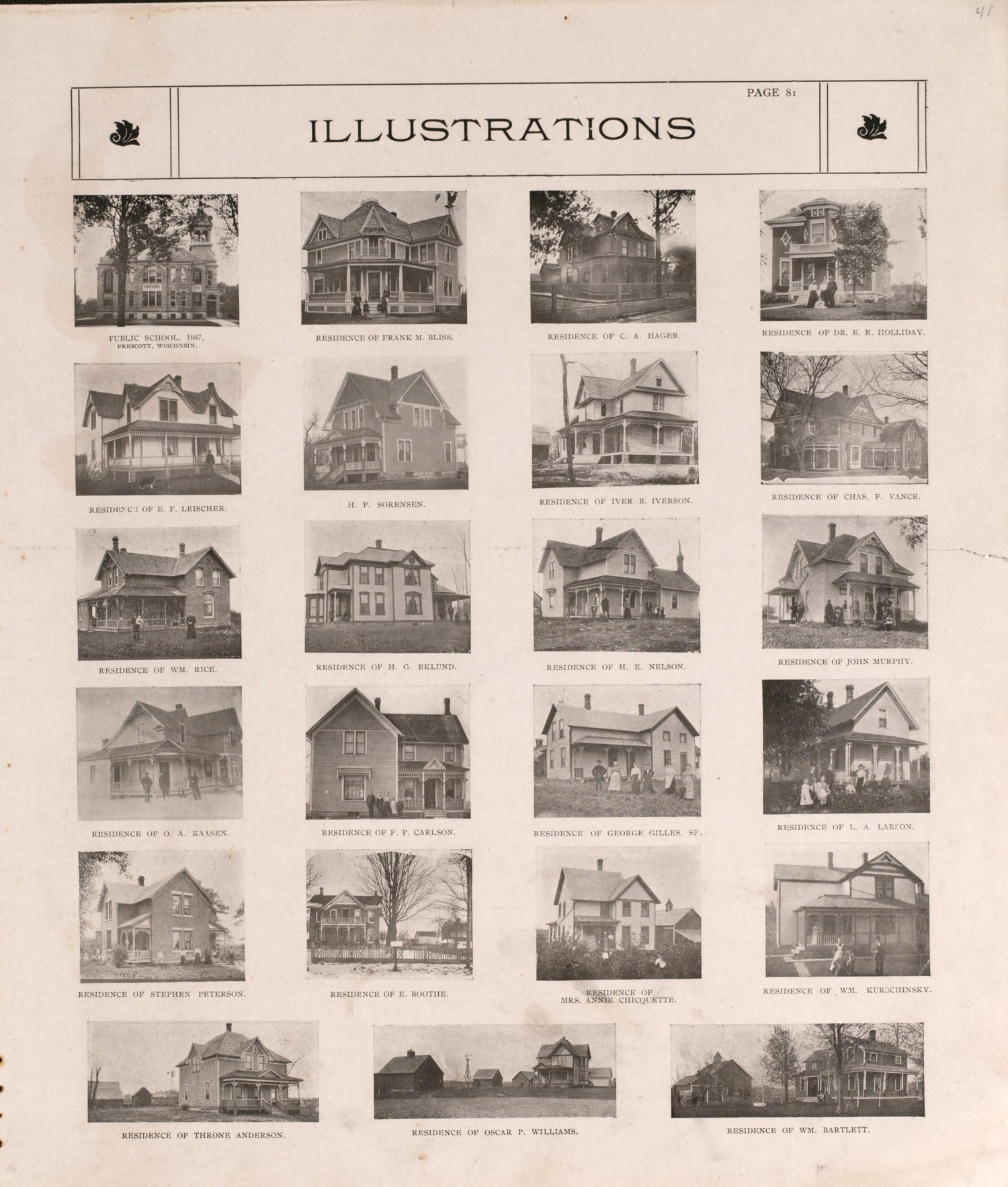 Views of Residences from Standard Atlas of Pierce County, Wisconsin : Including a Plat Book of the Villages, Cities and Townships of the County, Map of the State, United States and World : Patrons Directory, Reference … 1908 by Relic Map Company