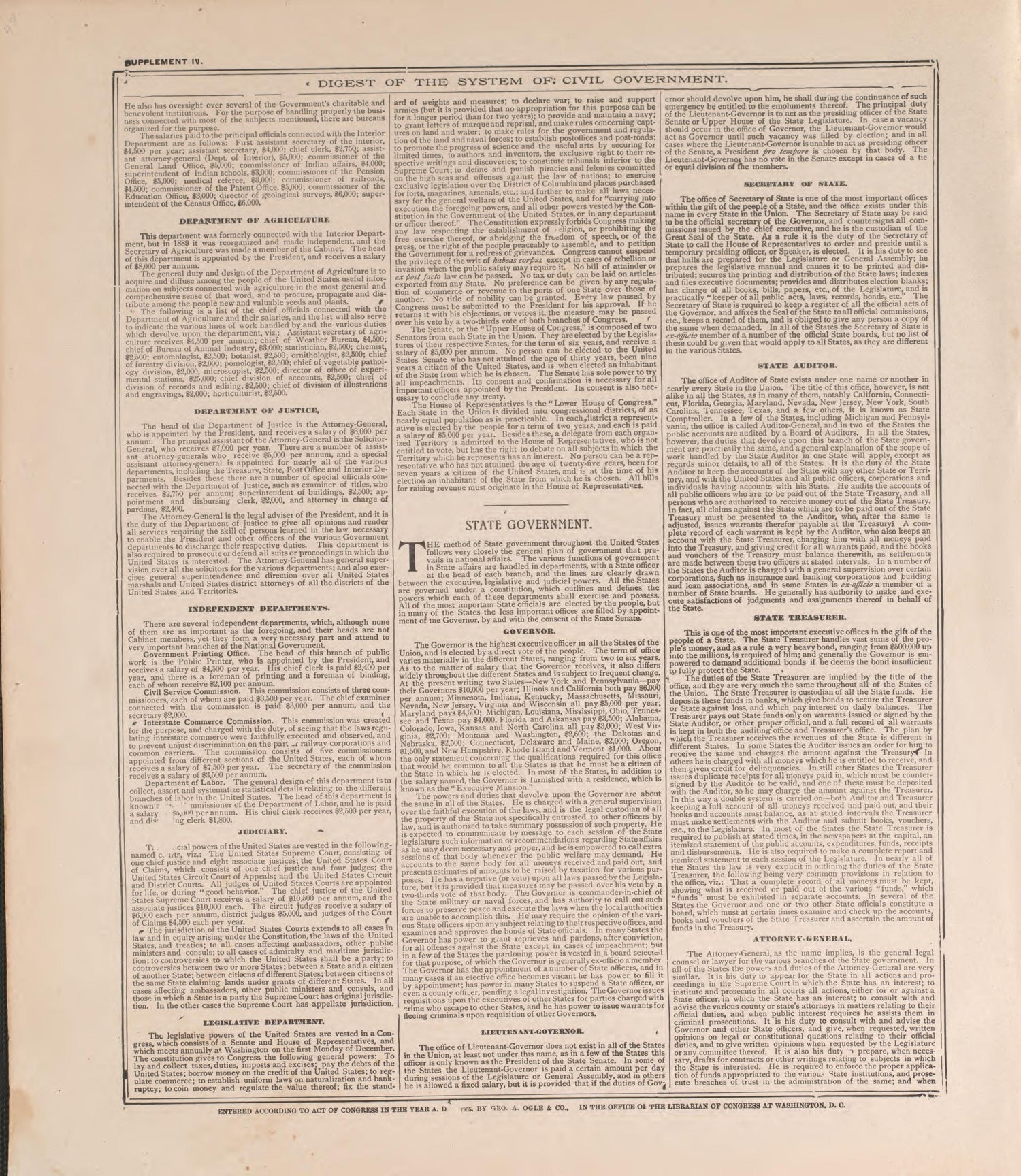 Digest of the System of Civil Government--2 from Standard Atlas of Pierce County, Wisconsin : Including a Plat Book of the Villages, Cities and Townships of the County, Map of the State, United States and World : Patrons Directory, Reference … 1908 by Relic Map Company
