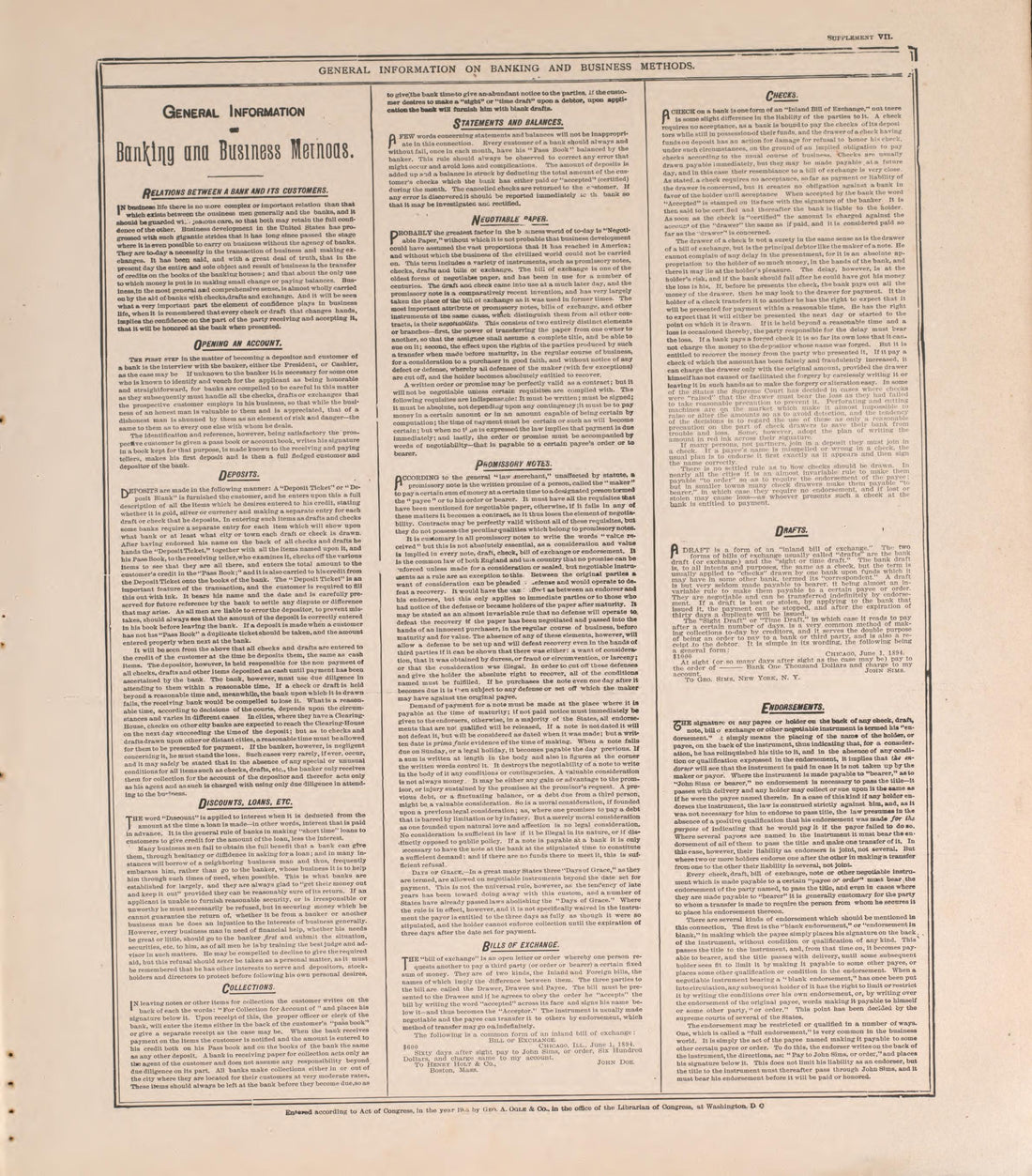 General Information On Banking and Business Methods from Standard Atlas of Pierce County, Wisconsin : Including a Plat Book of the Villages, Cities and Townships of the County, Map of the State, United States and World : Patrons Directory, Reference �... by Relic Map Company