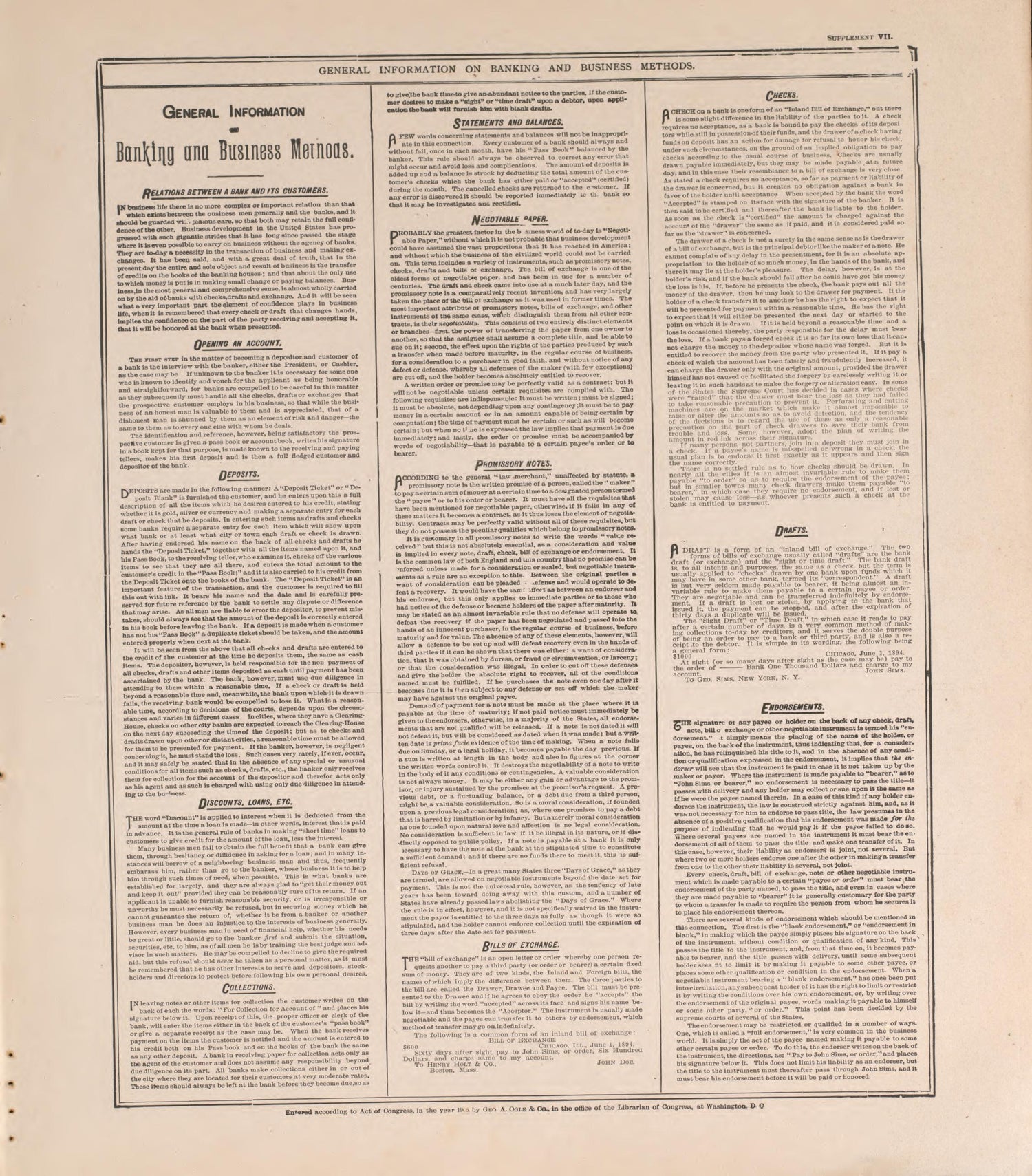 General Information On Banking and Business Methods from Standard Atlas of Pierce County, Wisconsin : Including a Plat Book of the Villages, Cities and Townships of the County, Map of the State, United States and World : Patrons Directory, Reference �... by Relic Map Company