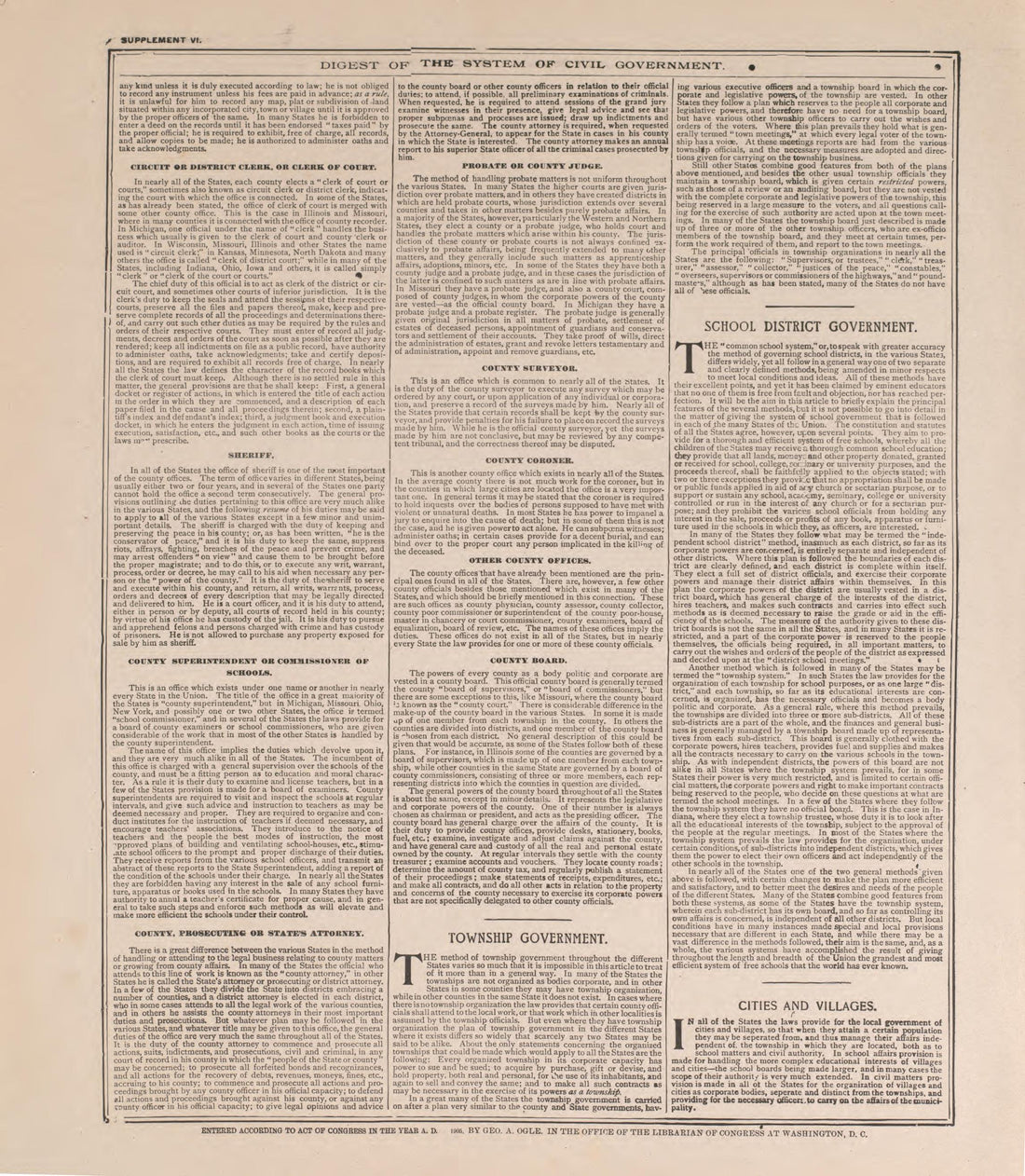 Digest of the System of Civil Government--4 from Standard Atlas of Pierce County, Wisconsin : Including a Plat Book of the Villages, Cities and Townships of the County, Map of the State, United States and World : Patrons Directory, Reference … 1908 by Relic Map Company