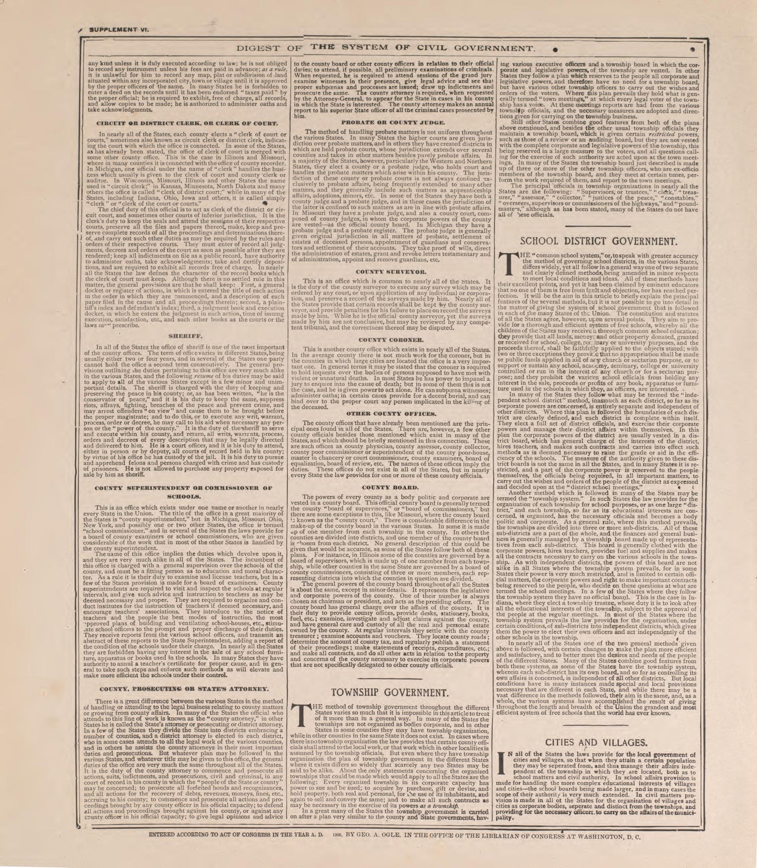 Digest of the System of Civil Government--4 from Standard Atlas of Pierce County, Wisconsin : Including a Plat Book of the Villages, Cities and Townships of the County, Map of the State, United States and World : Patrons Directory, Reference … 1908 by Relic Map Company