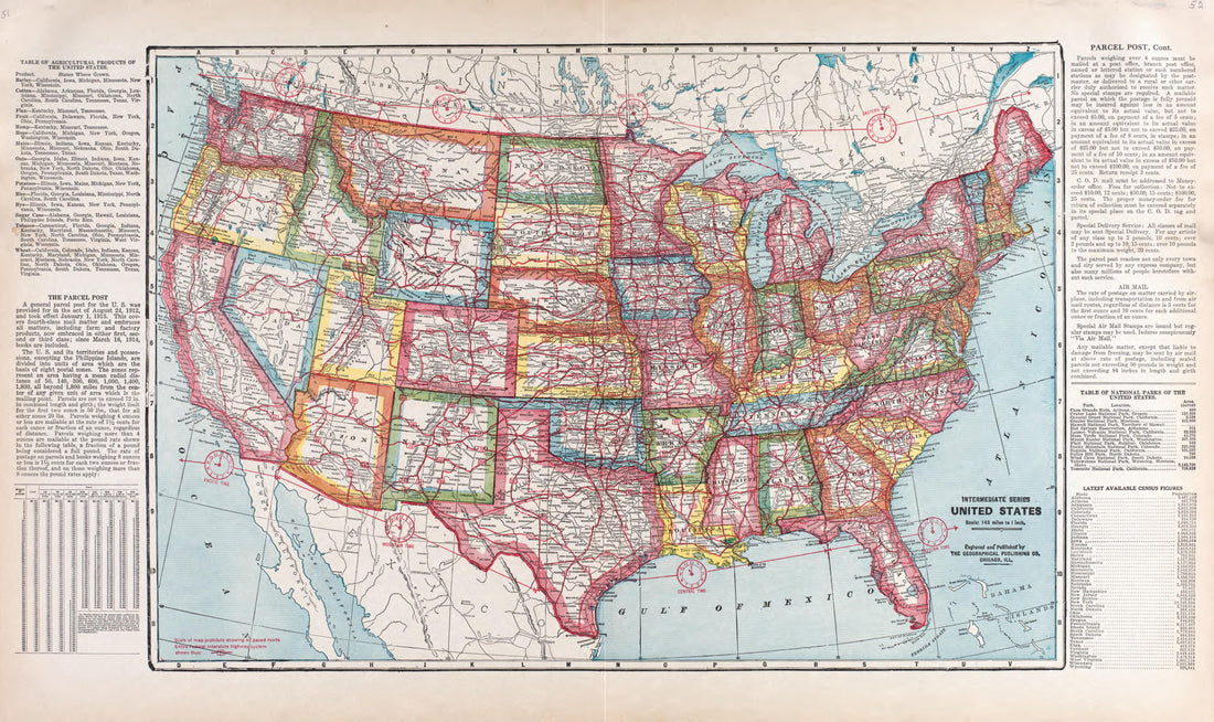 United States from Standard Atlas of Tazewell County, Illinois : Including a Plat Book of the Villages, Cities and Townships of the County, Map of the State, United States and World : Patrons Directory, Reference … 1929 by Relic Map Company