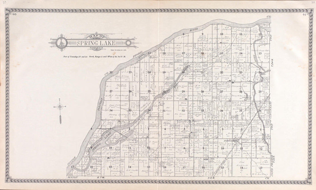 Spring Lake from Standard Atlas of Tazewell County, Illinois : Including a Plat Book of the Villages, Cities and Townships of the County, Map of the State, United States and World : Patrons Directory, Reference … 1929 by Relic Map Company