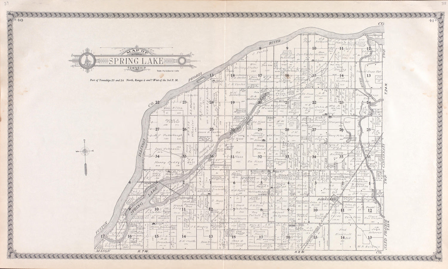 Spring Lake from Standard Atlas of Tazewell County, Illinois : Including a Plat Book of the Villages, Cities and Townships of the County, Map of the State, United States and World : Patrons Directory, Reference … 1929 by Relic Map Company
