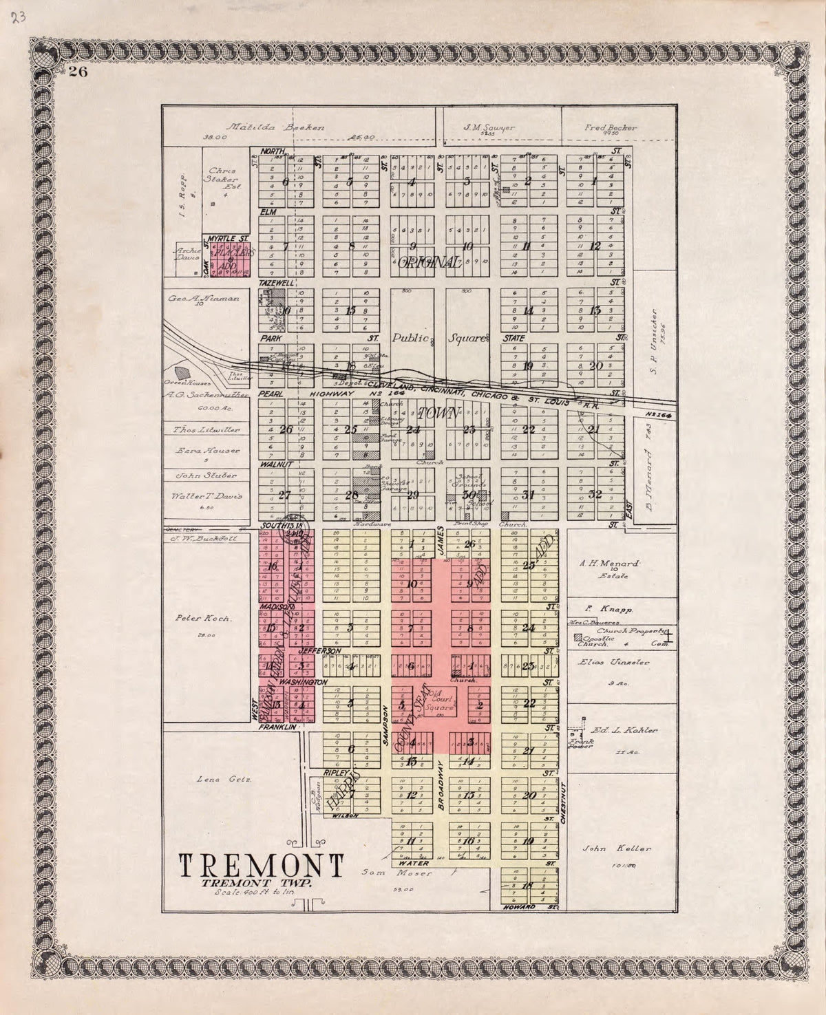 Tremont from Standard Atlas of Tazewell County, Illinois : Including a Plat Book of the Villages, Cities and Townships of the County, Map of the State, United States and World : Patrons Directory, Reference … 1929 by Relic Map Company