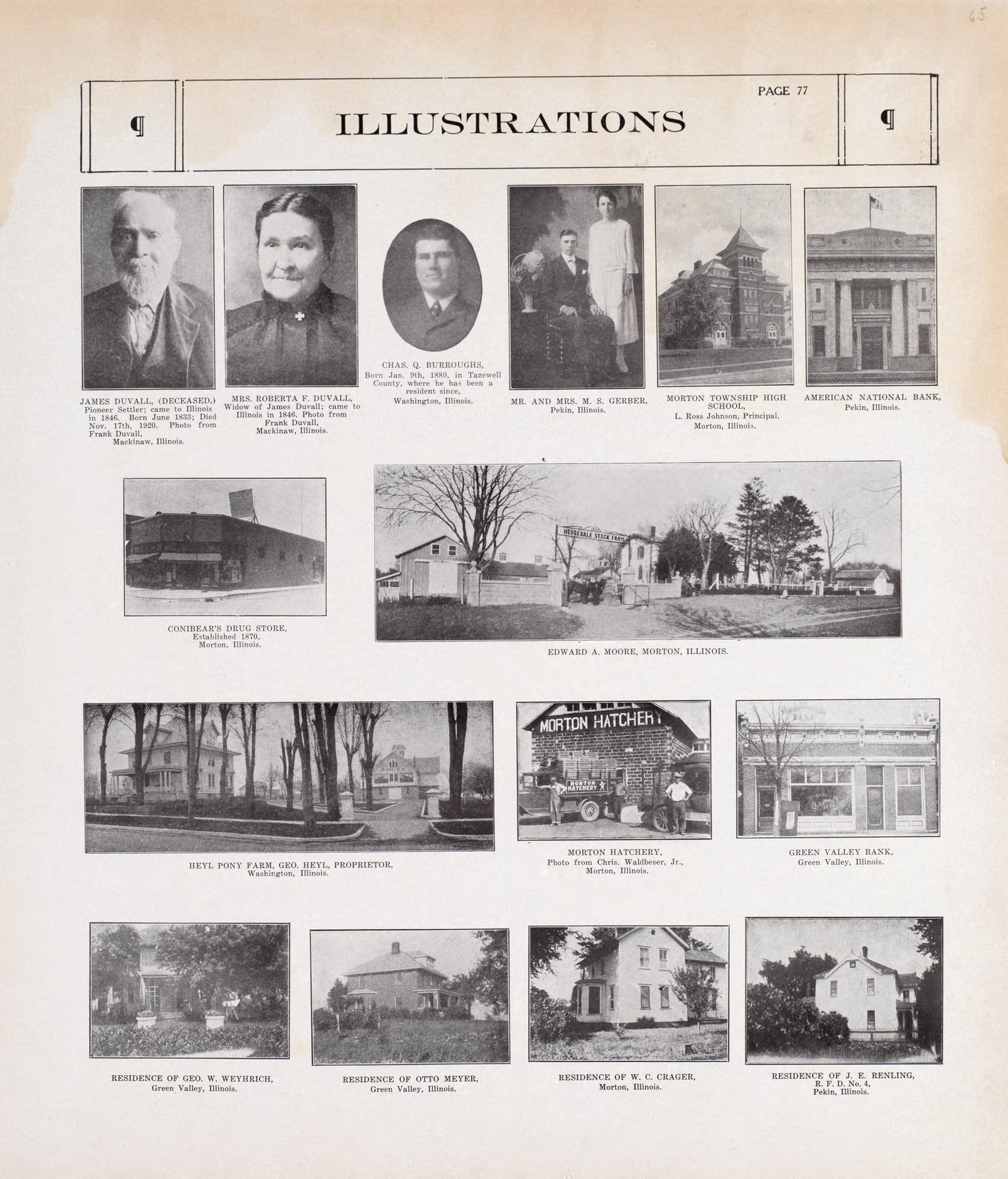 Illustrations - 3 from Standard Atlas of Tazewell County, Illinois : Including a Plat Book of the Villages, Cities and Townships of the County, Map of the State, United States and World : Patrons Directory, Reference … 1929 by Relic Map Company