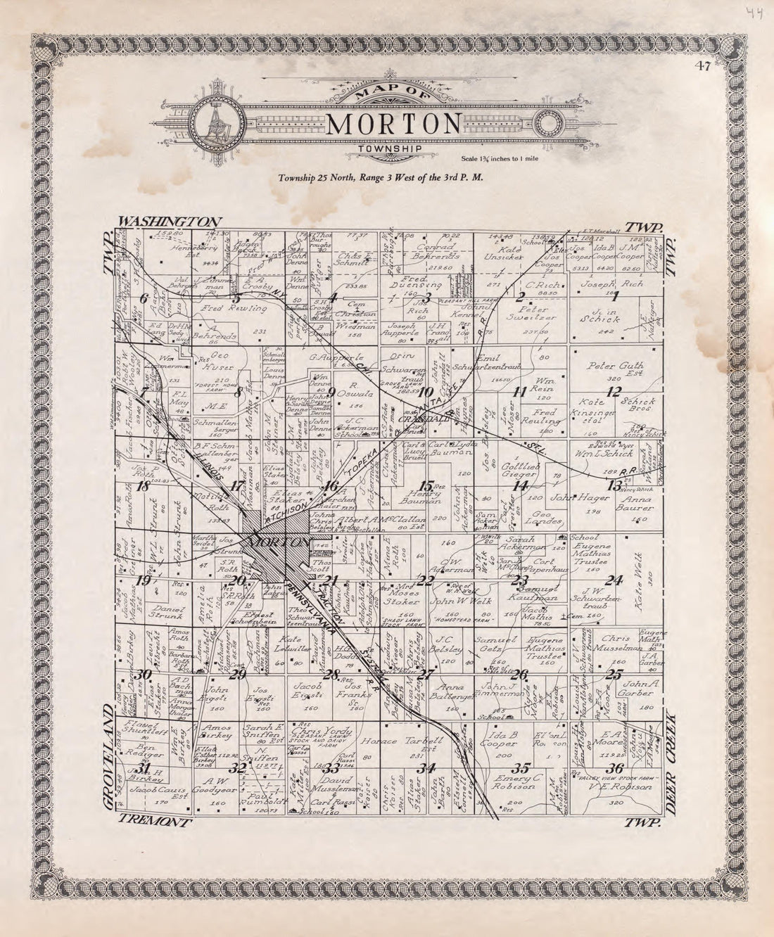 Morton from Standard Atlas of Tazewell County, Illinois : Including a Plat Book of the Villages, Cities and Townships of the County, Map of the State, United States and World : Patrons Directory, Reference … 1929 by Relic Map Company