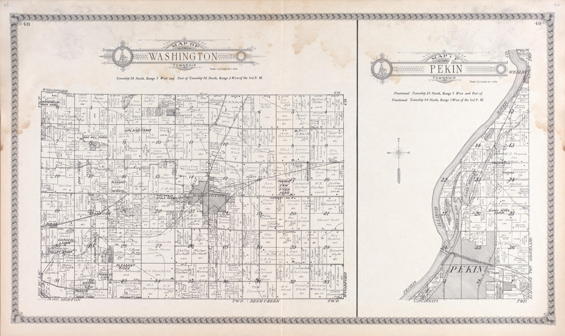 Washington, Pekin from Standard Atlas of Tazewell County, Illinois : Including a Plat Book of the Villages, Cities and Townships of the County, Map of the State, United States and World : Patrons Directory, Reference … 1929 by Relic Map Company